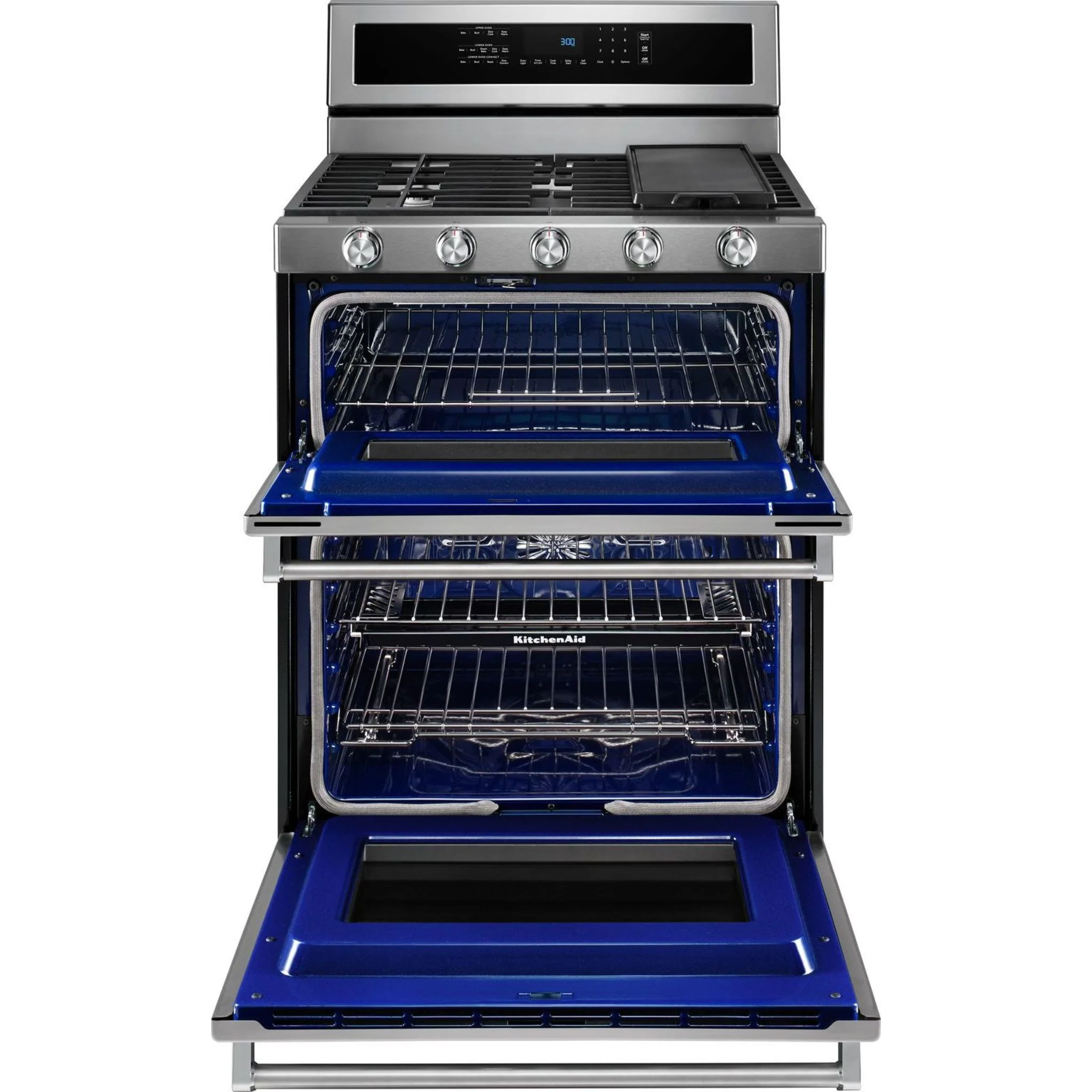 KitchenAid 30-Inch 5 Burner Dual Fuel Double Oven Convection Range -Stainless Steel (KFDD500ESS) - Image 21