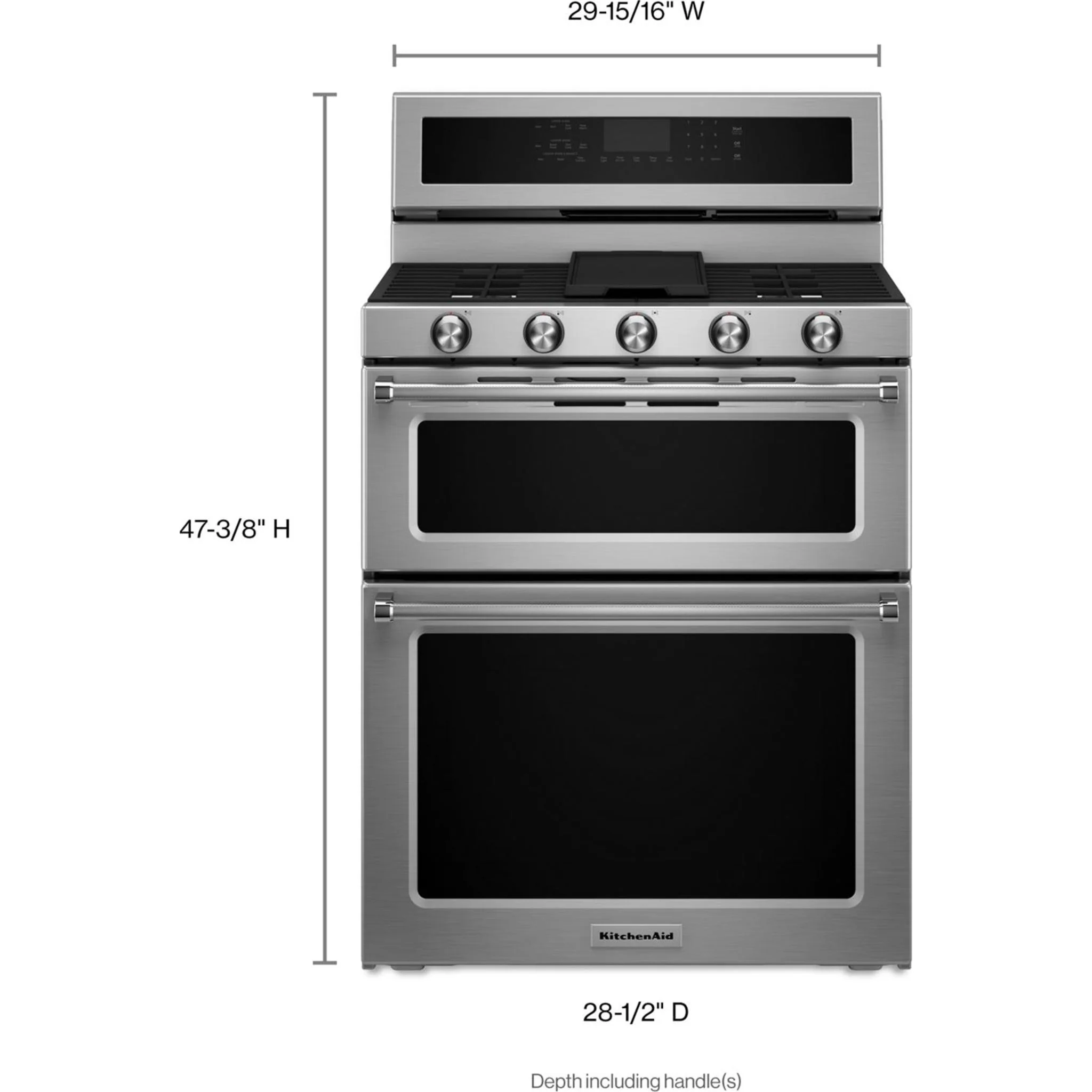 KitchenAid 30-Inch 5 Burner Dual Fuel Double Oven Convection Range -Stainless Steel (KFDD500ESS) - Image 34