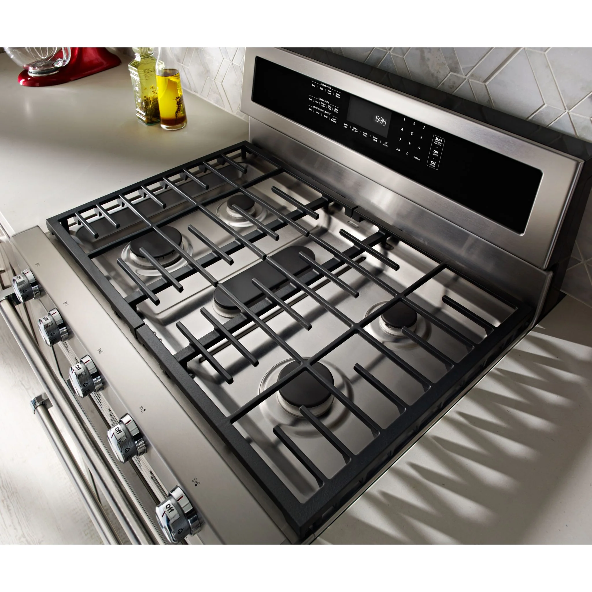 KitchenAid 30-Inch 5 Burner Dual Fuel Double Oven Convection Range -Stainless Steel (KFDD500ESS) - Image 6