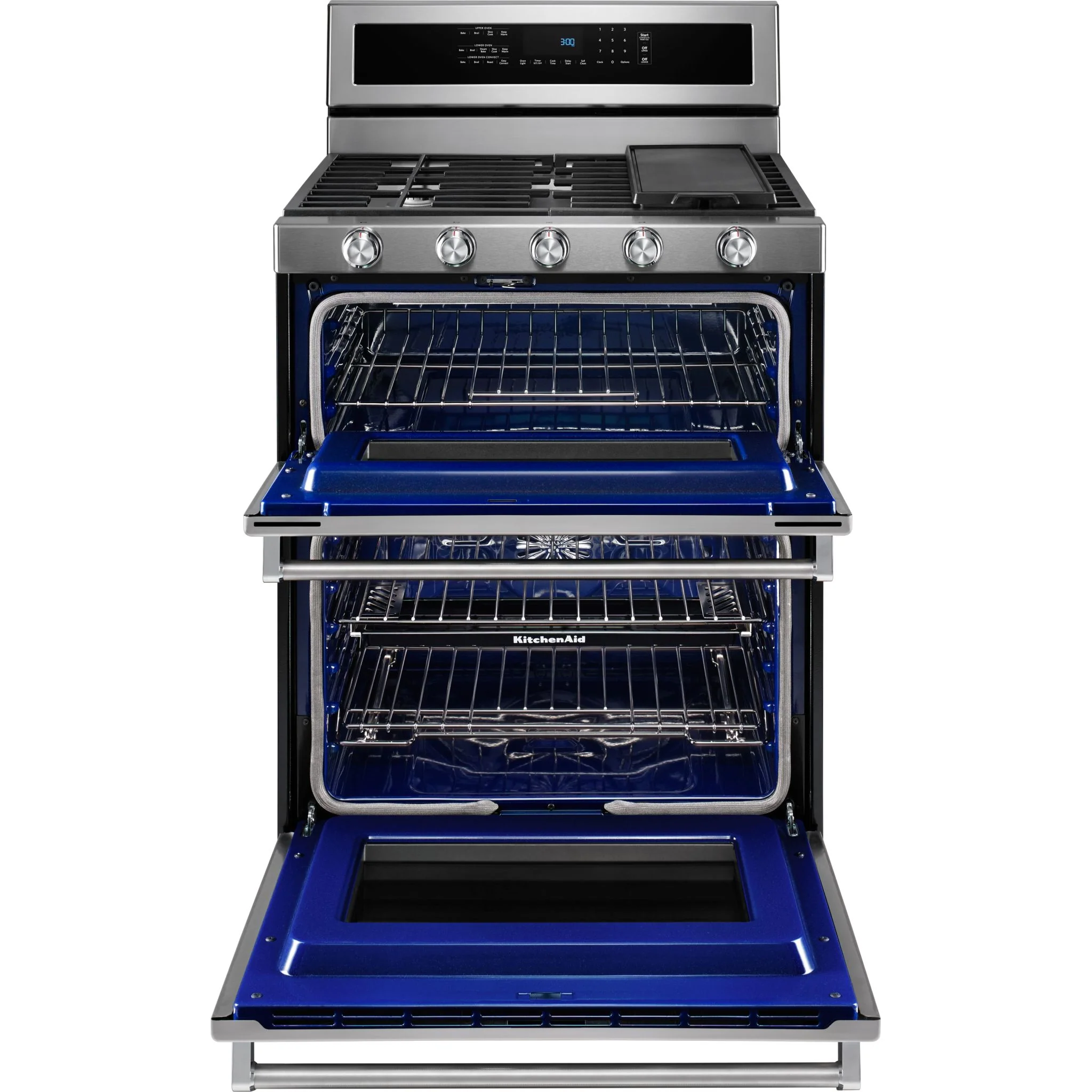 KitchenAid 30-Inch 5 Burner Dual Fuel Double Oven Convection Range -Stainless Steel (KFDD500ESS) - Image 7
