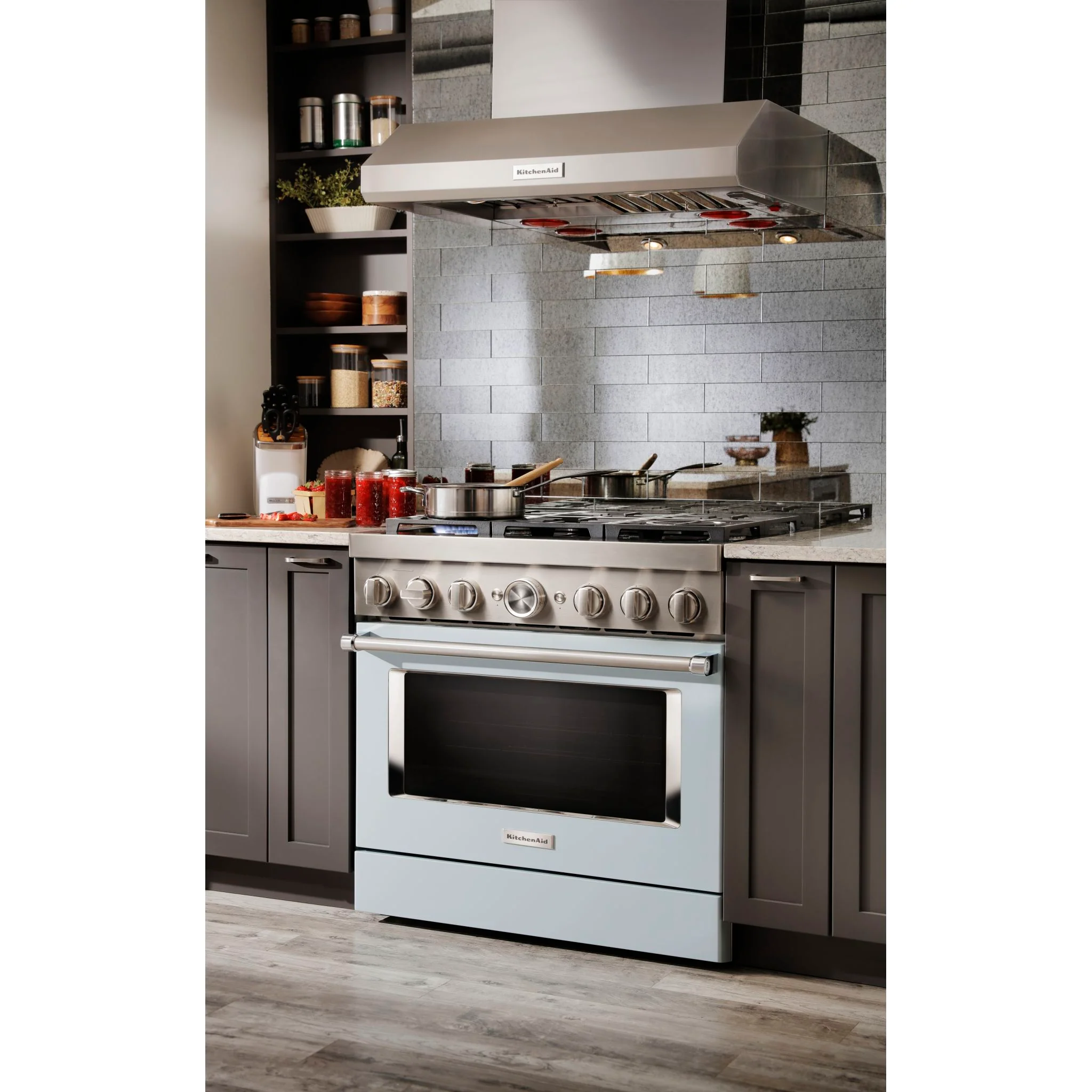 KitchenAid  36'' Smart Commercial-Style Dual Fuel Range with 6 Burners - Misty Blue (KFDC506JMB) - Image 2