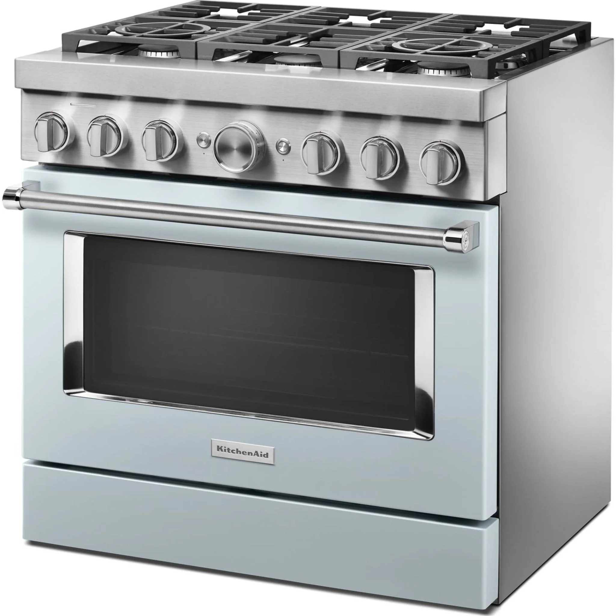 KitchenAid  36'' Smart Commercial-Style Dual Fuel Range with 6 Burners - Misty Blue (KFDC506JMB) - Image 55