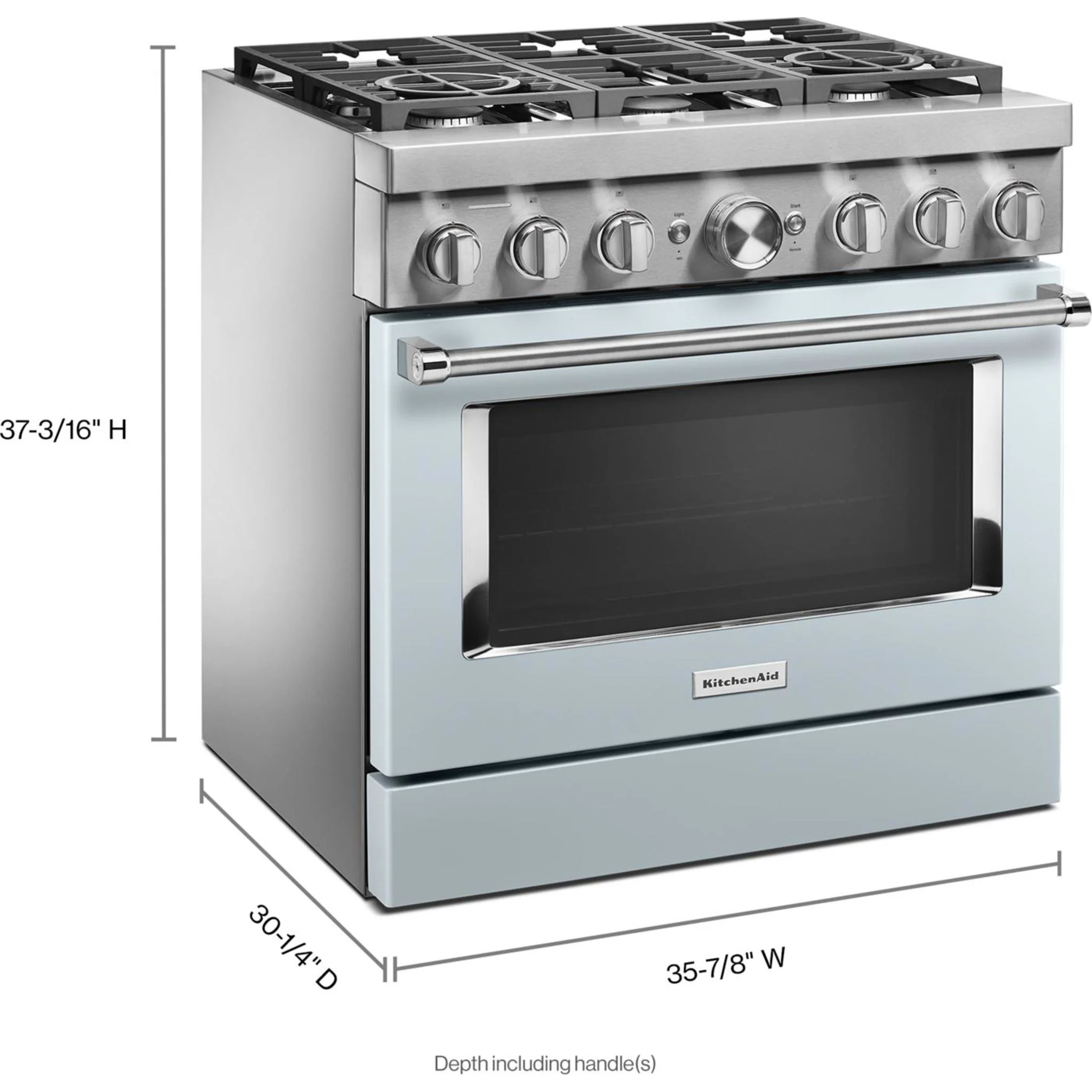 KitchenAid  36'' Smart Commercial-Style Dual Fuel Range with 6 Burners - Misty Blue (KFDC506JMB) - Image 65
