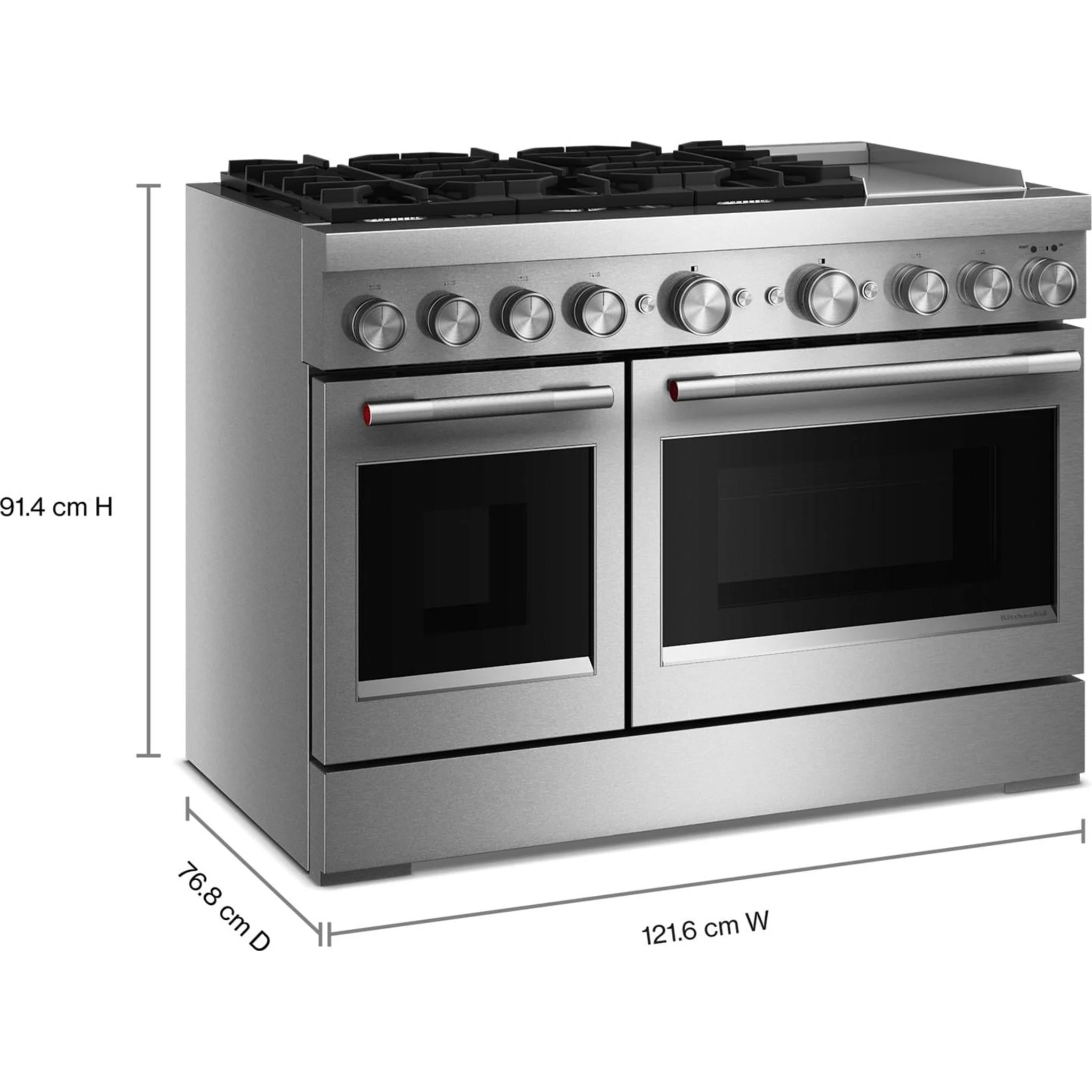 KitchenAid 48-Inch 6 Burner Commercial-Style Dual Fuel Range with Griddle -Stainless Steel (KFDD948SSS) - Image 4