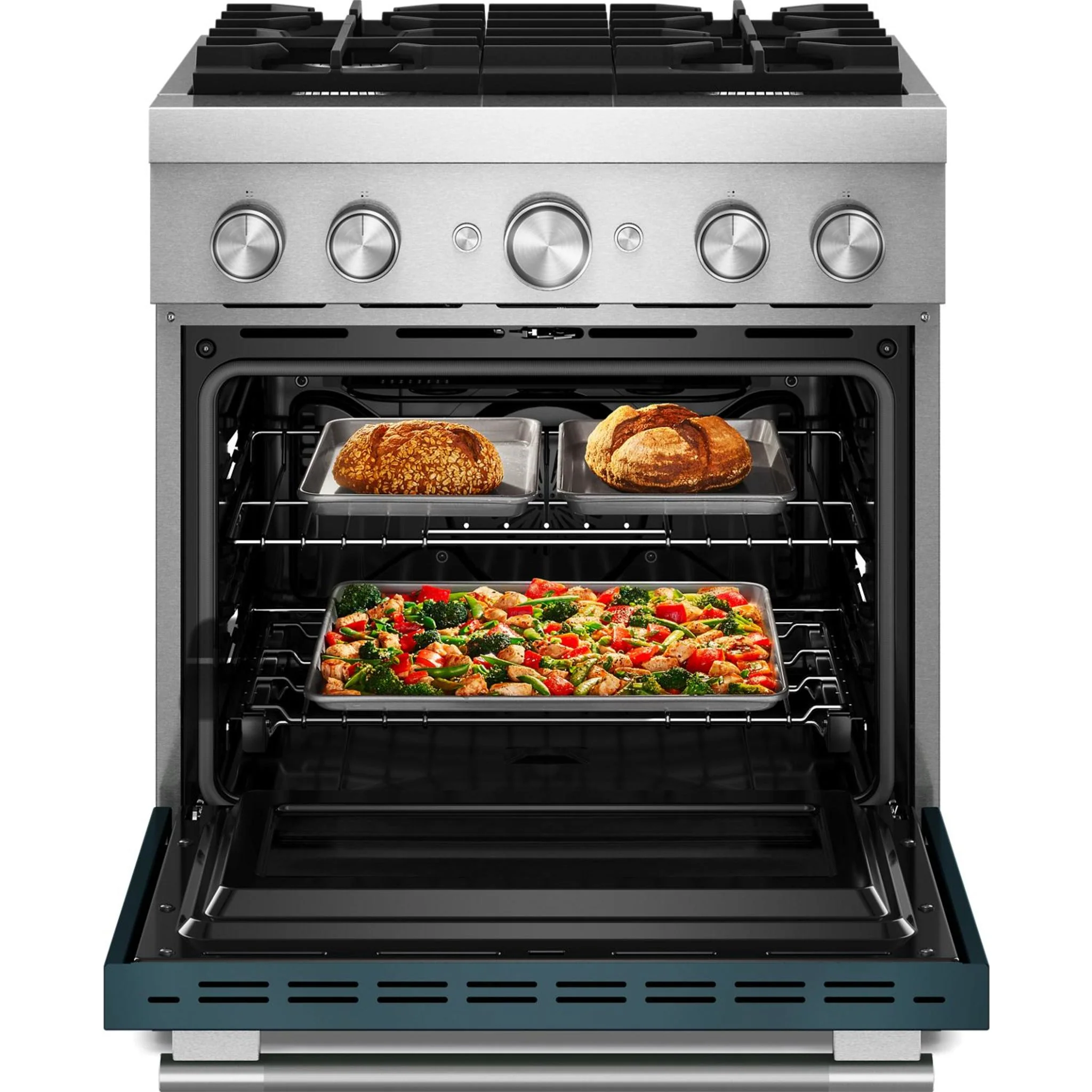 KitchenAid 30-Inch 4 Burner Commercial-Style Dual Fuel Range with No Preheat Air Fry Mode -Agave (KFDS930SAG) - Image 6