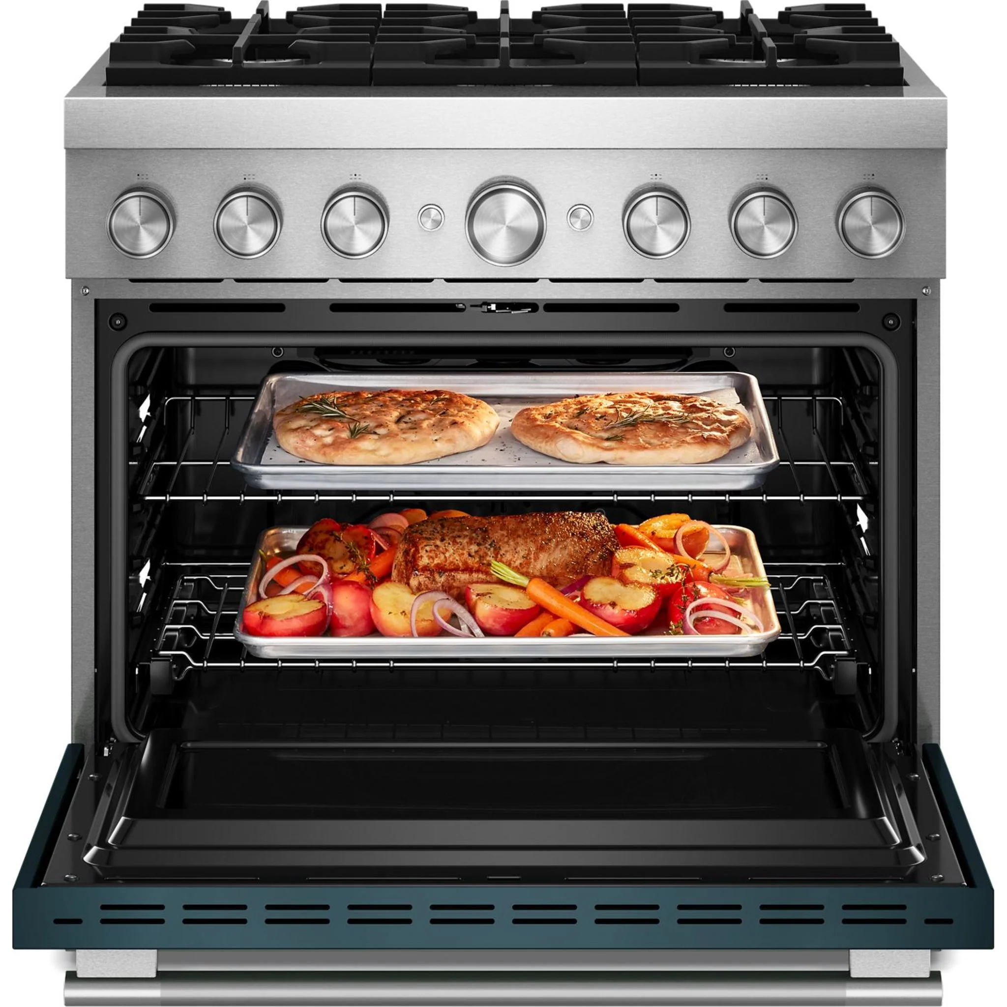 KitchenAid 36-Inch 6 Burner Commercial-Style Dual Fuel Range with No Preheat Air Fry Mode -Agave (KFDS936SAG) - Image 3