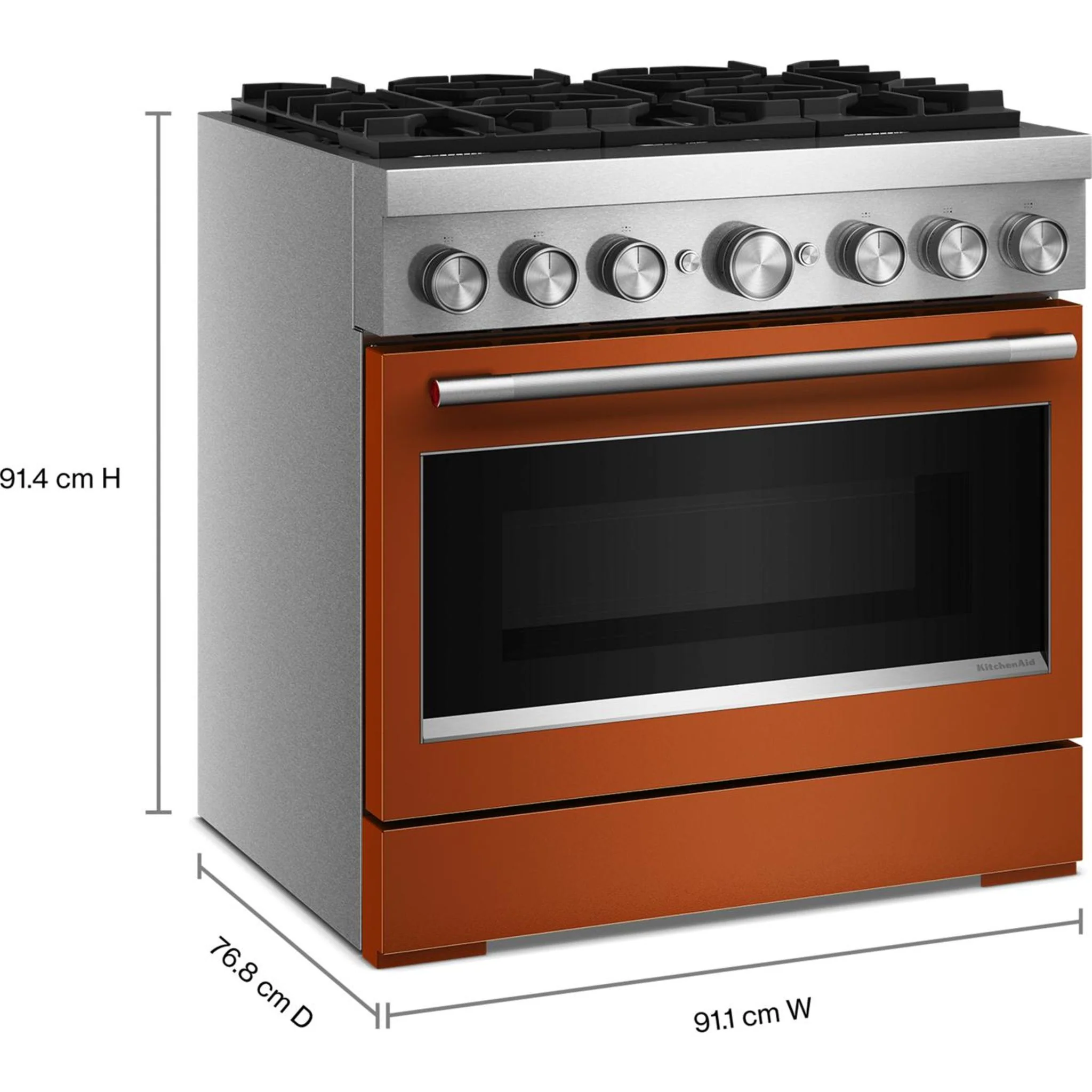 KitchenAid 36-Inch 6 Burner Commercial-Style Dual Fuel Range with No Preheat Air Fry Mode -Scorched Orange (KFDS936SSC) - Image 10