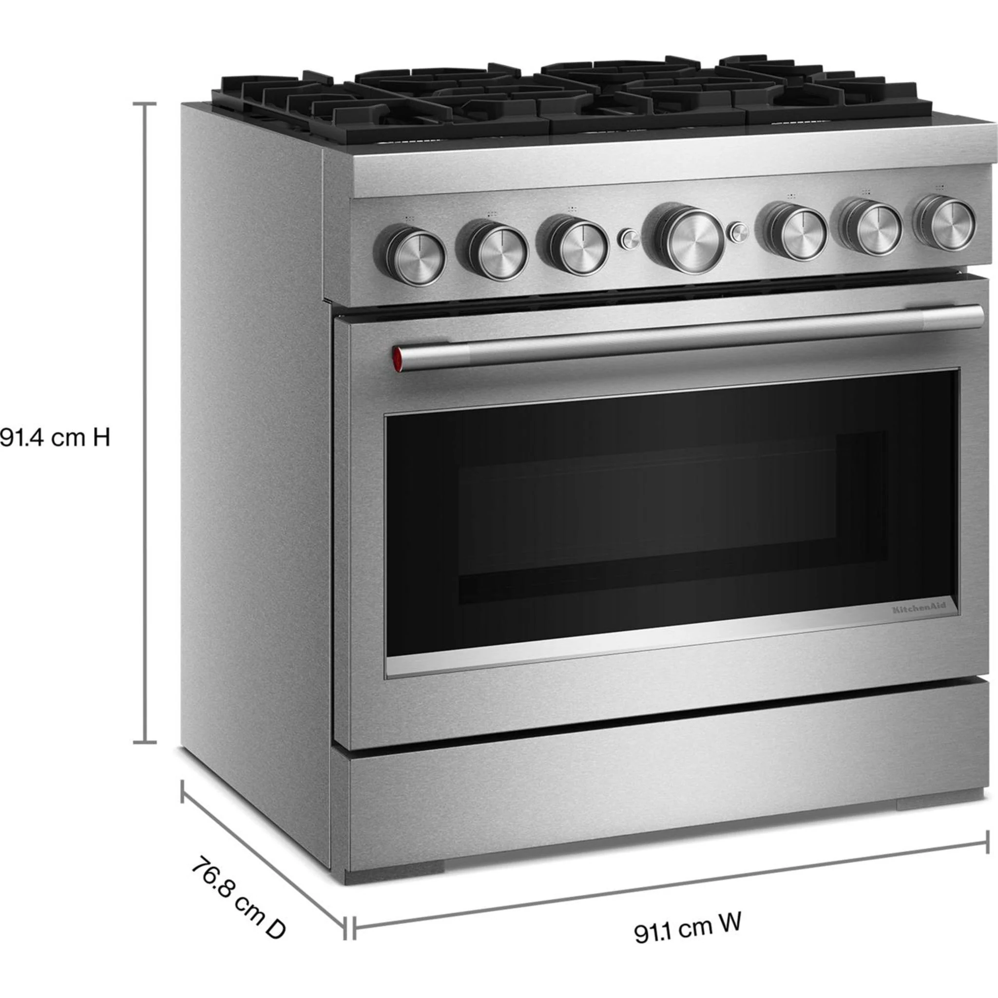 KitchenAid 36-Inch 6 Burner Commercial-Style Dual Fuel Range with No Preheat Air Fry Mode -Stainless Steel (KFDS936SSS) - Image 8
