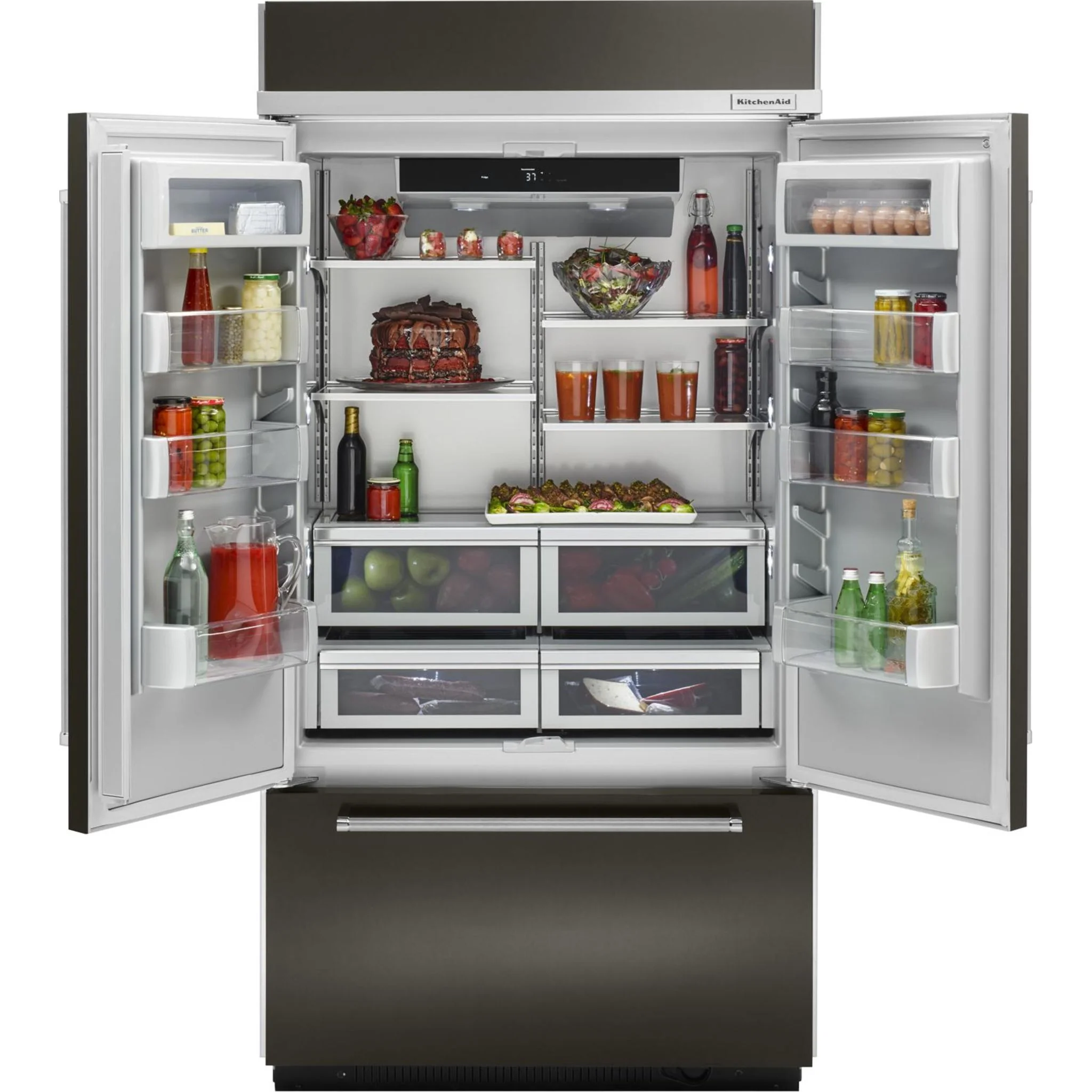 KitchenAid 24.2 cu.ft. 42" Width Built-In Stainless French Door Refrigerator with Platinum Interior Design - Black Stainless Steel with PrintShield™ Finish (KBFN502EBS) - Image 19