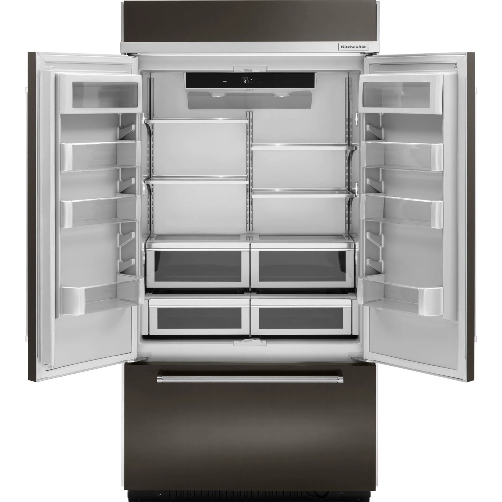 KitchenAid 24.2 cu.ft. 42" Width Built-In Stainless French Door Refrigerator with Platinum Interior Design - Black Stainless Steel with PrintShield™ Finish (KBFN502EBS) - Image 4