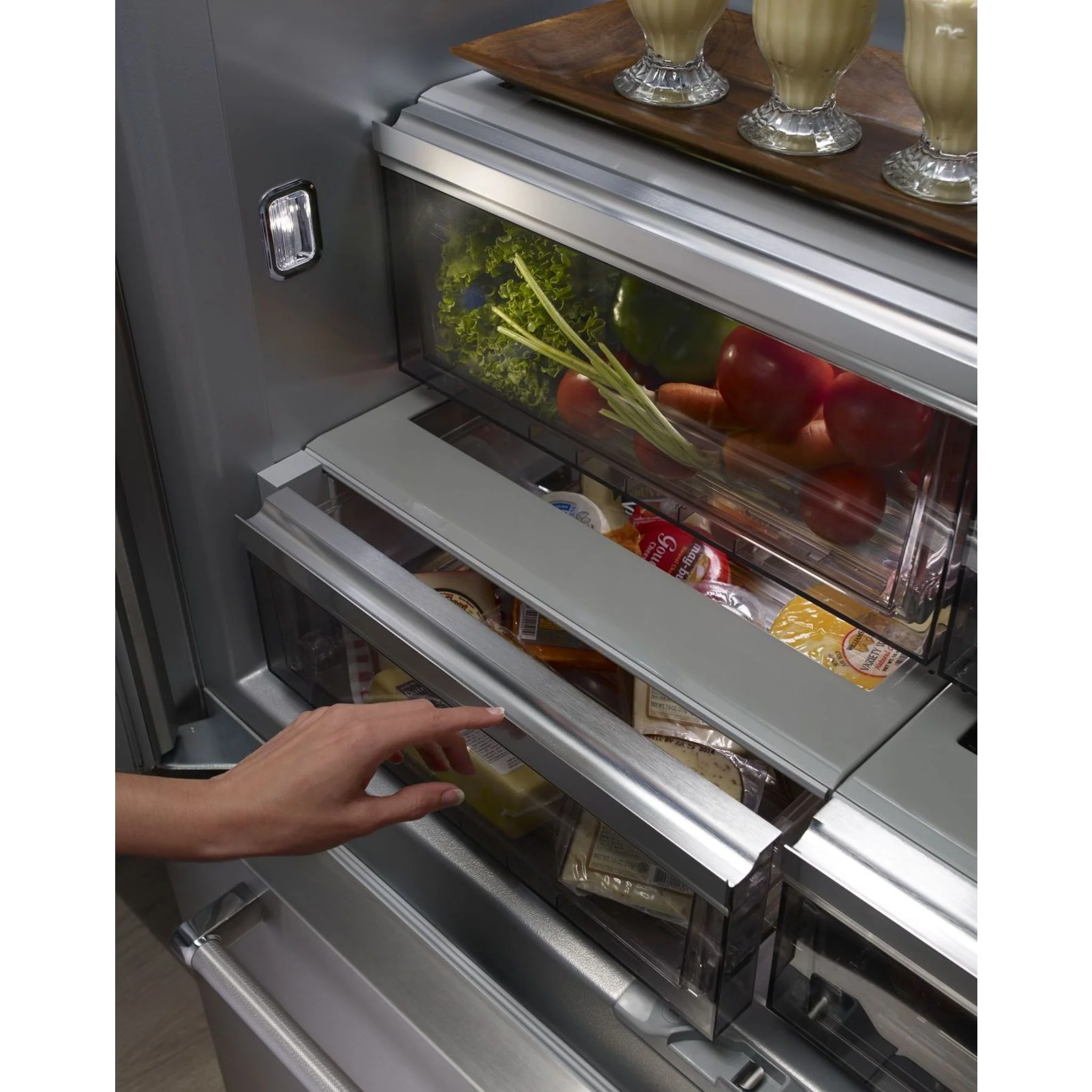 KitchenAid 24.2 cu.ft. 42" Width Built-In Stainless French Door Refrigerator with Platinum Interior Design - Stainless Steel (KBFN502ESS) - Image 10
