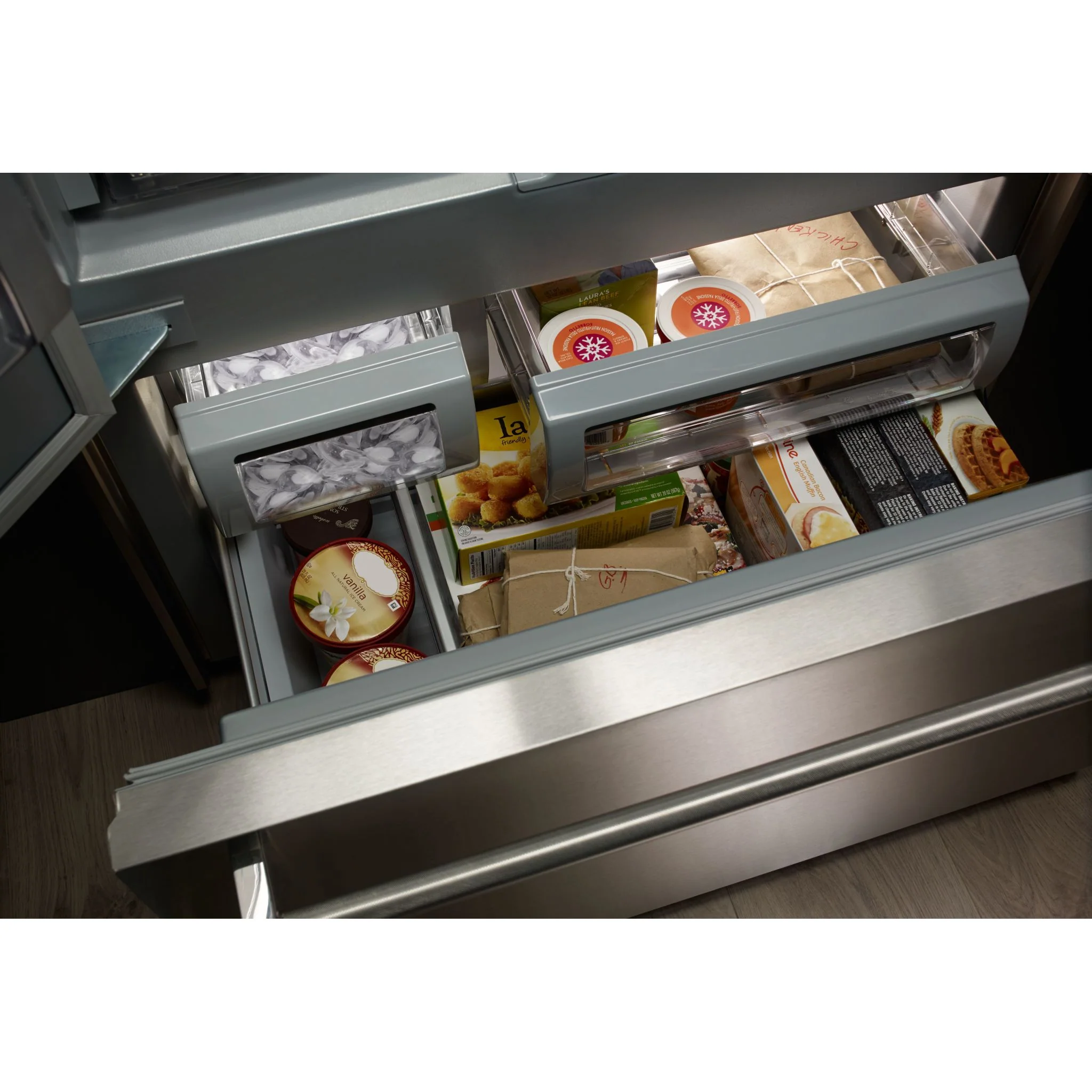 KitchenAid 24.2 cu.ft. 42" Width Built-In Stainless French Door Refrigerator with Platinum Interior Design - Stainless Steel (KBFN502ESS) - Image 4