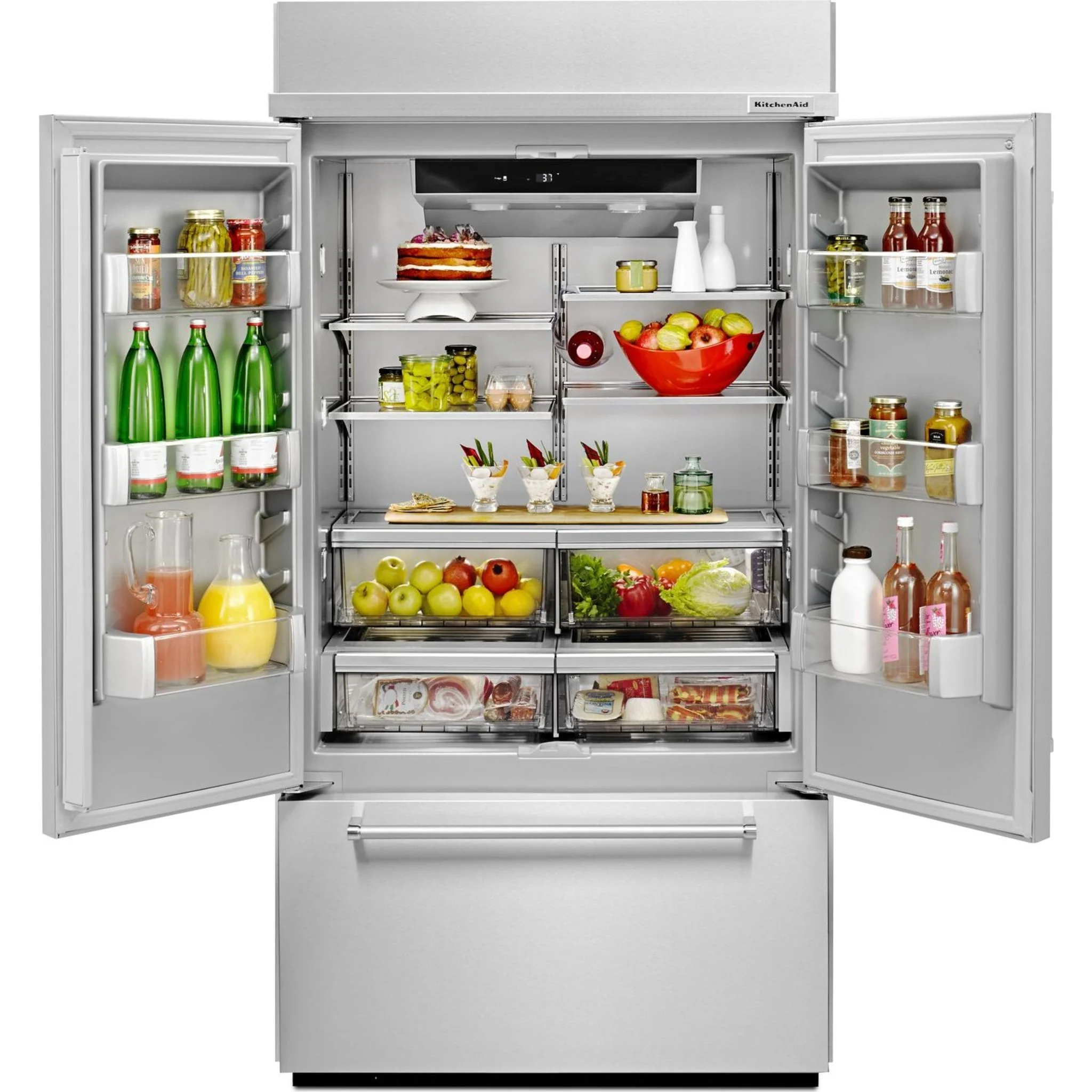 KitchenAid 24.2 cu.ft. 42" Width Built-In Stainless French Door Refrigerator with Platinum Interior Design - Stainless Steel (KBFN502ESS) - Image 9