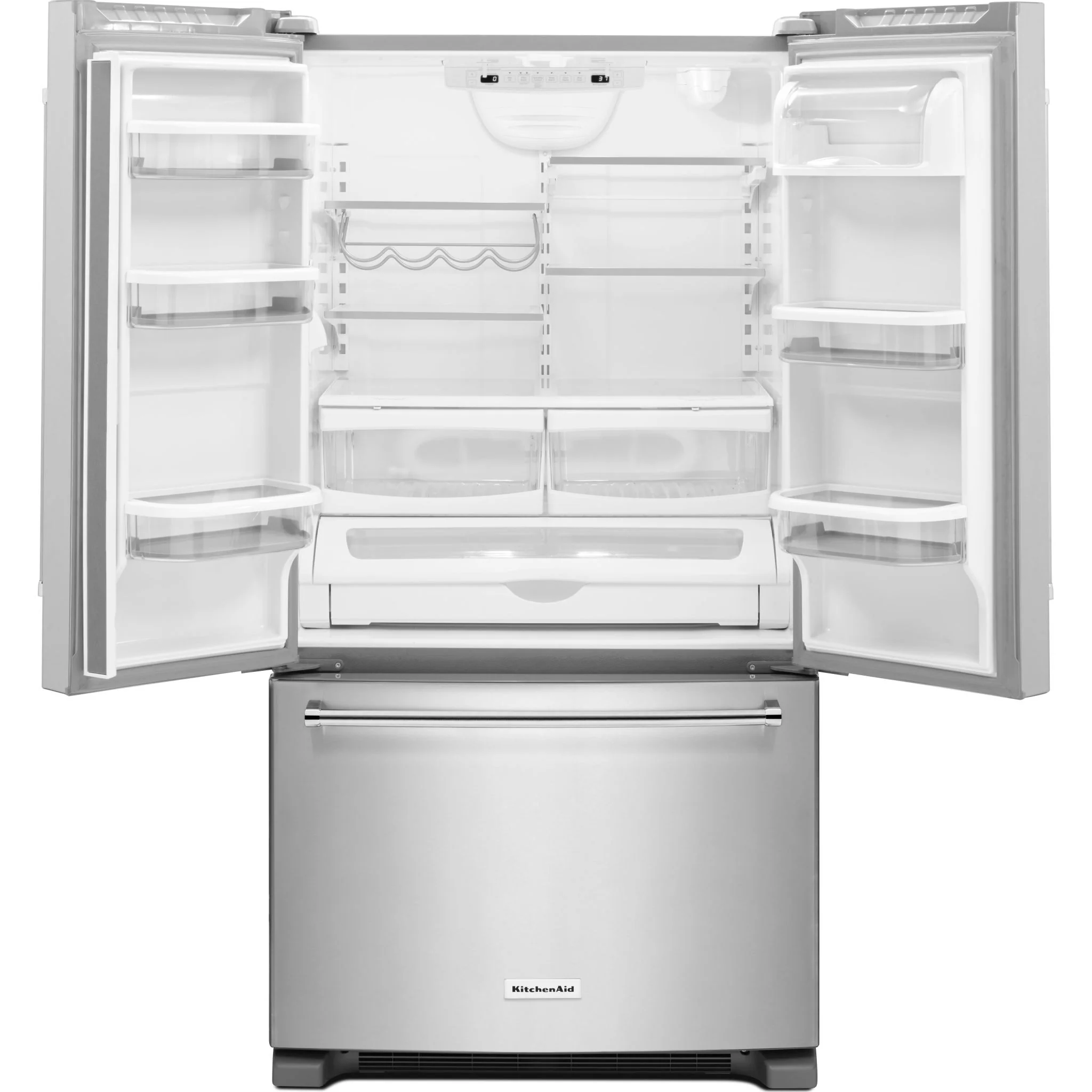 KitchenAid 25 cu.ft. 36-Width Standard Depth French Door Refrigerator with Interior Dispense -Stainless Steel (KRFF305ESS) - Image 2