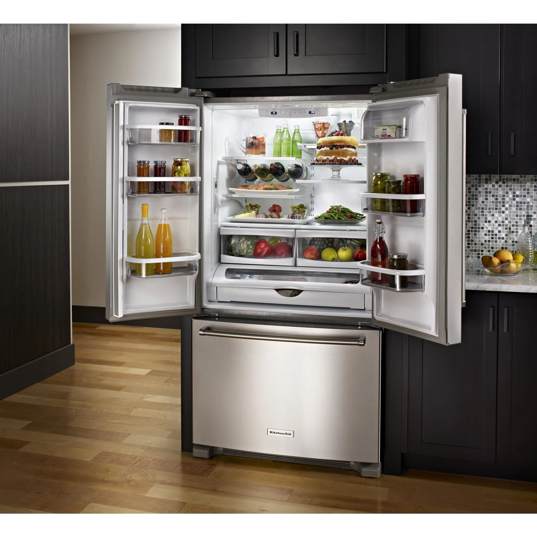 KitchenAid 25 cu.ft. 36-Width Standard Depth French Door Refrigerator with Interior Dispense -Stainless Steel (KRFF305ESS) - Image 45