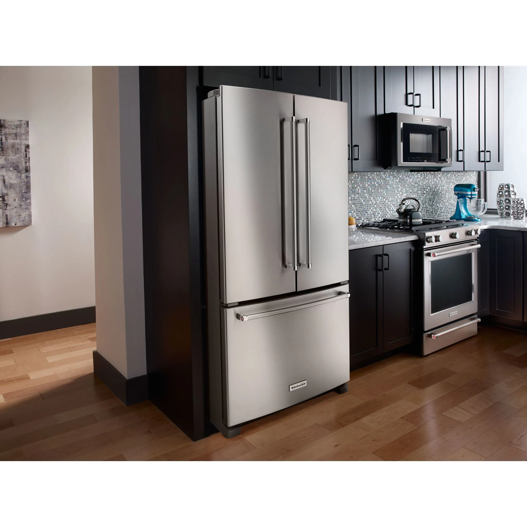KitchenAid 25 cu.ft. 36-Width Standard Depth French Door Refrigerator with Interior Dispense -Stainless Steel (KRFF305ESS) - Image 5