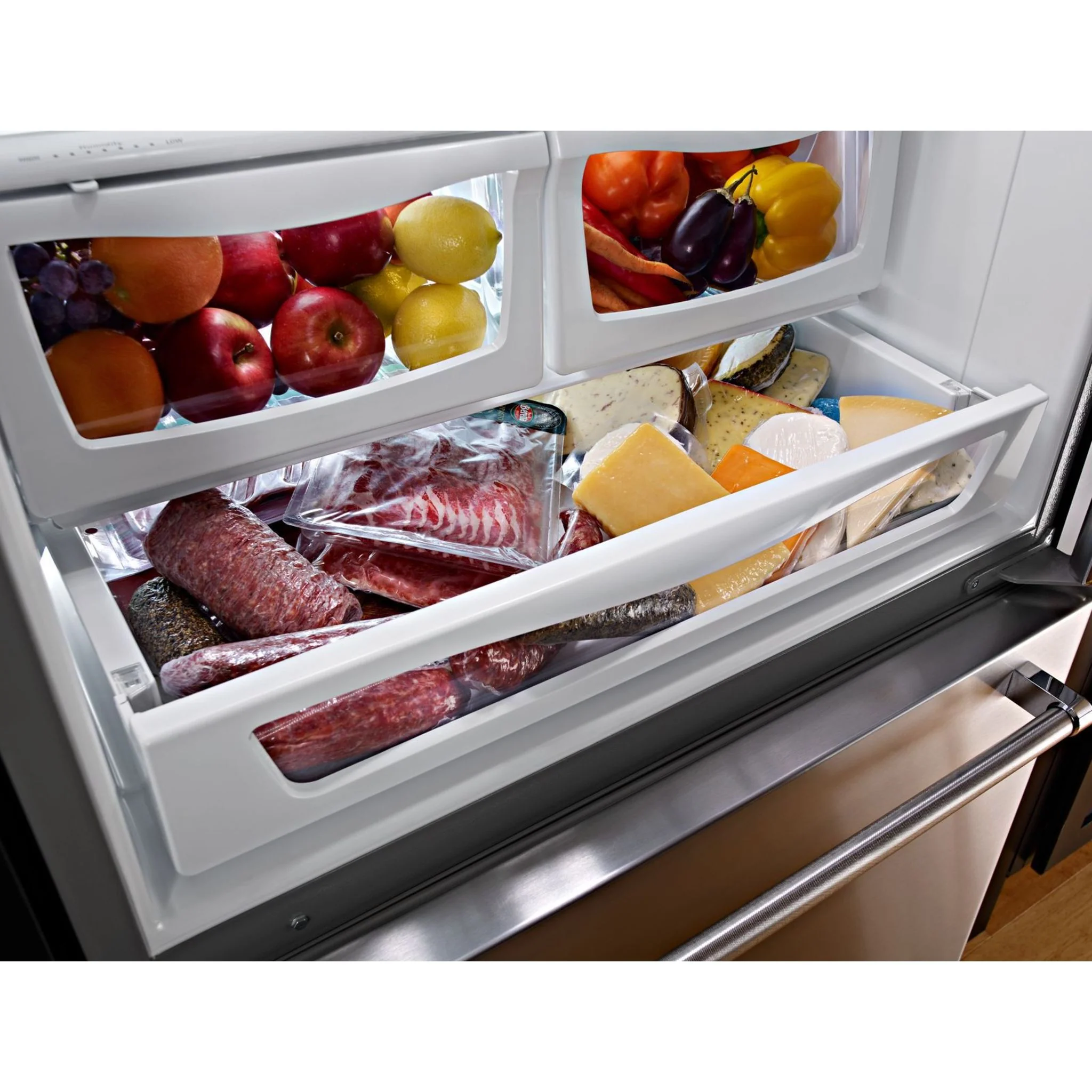 KitchenAid 25 cu.ft. 36-Width Standard Depth French Door Refrigerator with Interior Dispense -Stainless Steel (KRFF305ESS) - Image 7