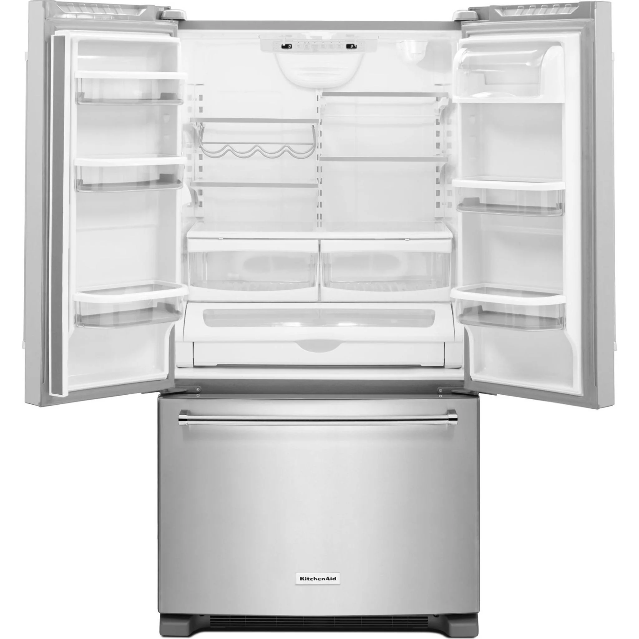 KitchenAid 25 cu.ft. 36-Width Standard Depth French Door Refrigerator with Interior Dispense -Stainless Steel (KRFF305ESS) - Image 8