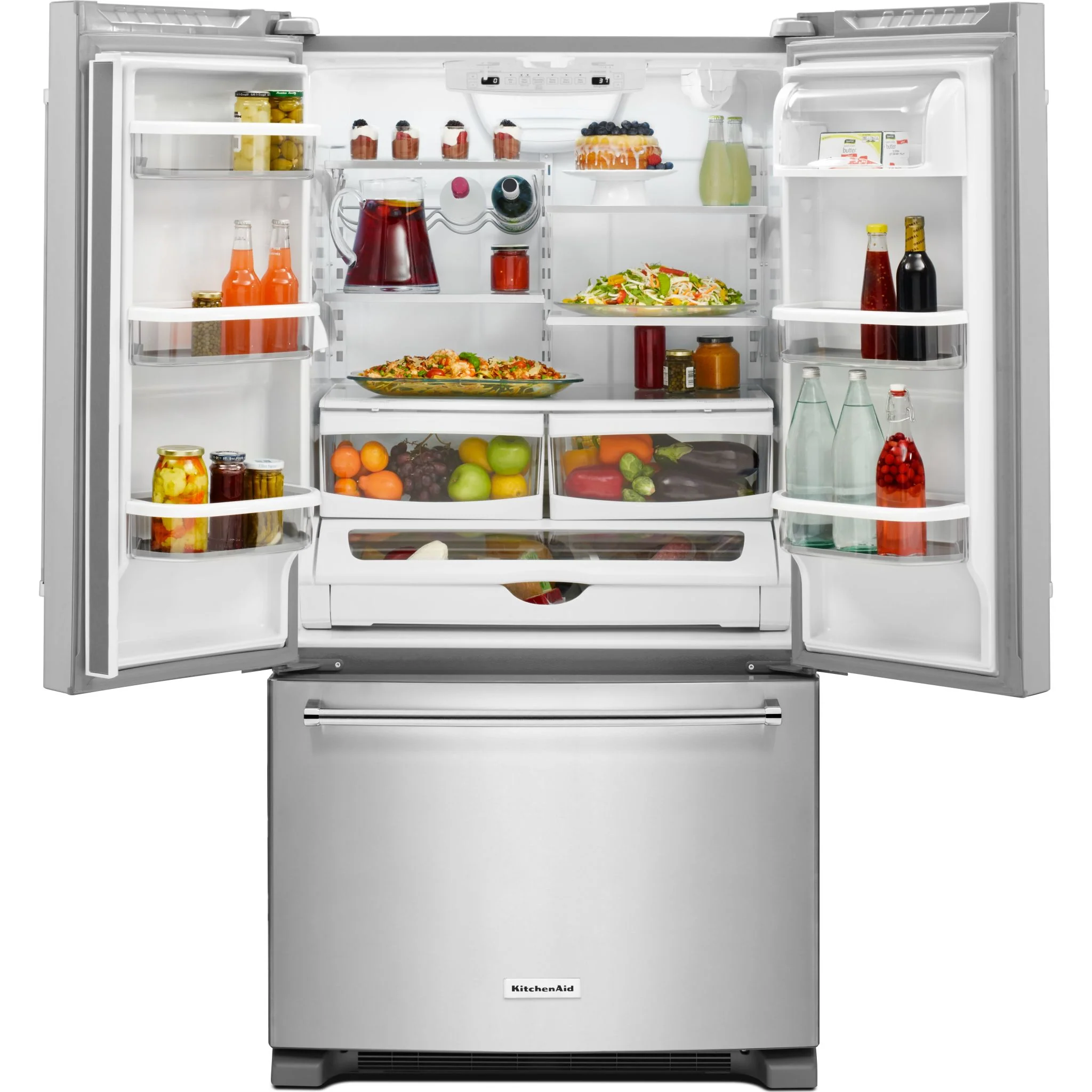 KitchenAid  20 cu.ft. 36" Width Counter-Depth French Door Refrigerator with Interior Dispense (KRFC300ESS) - Image 3