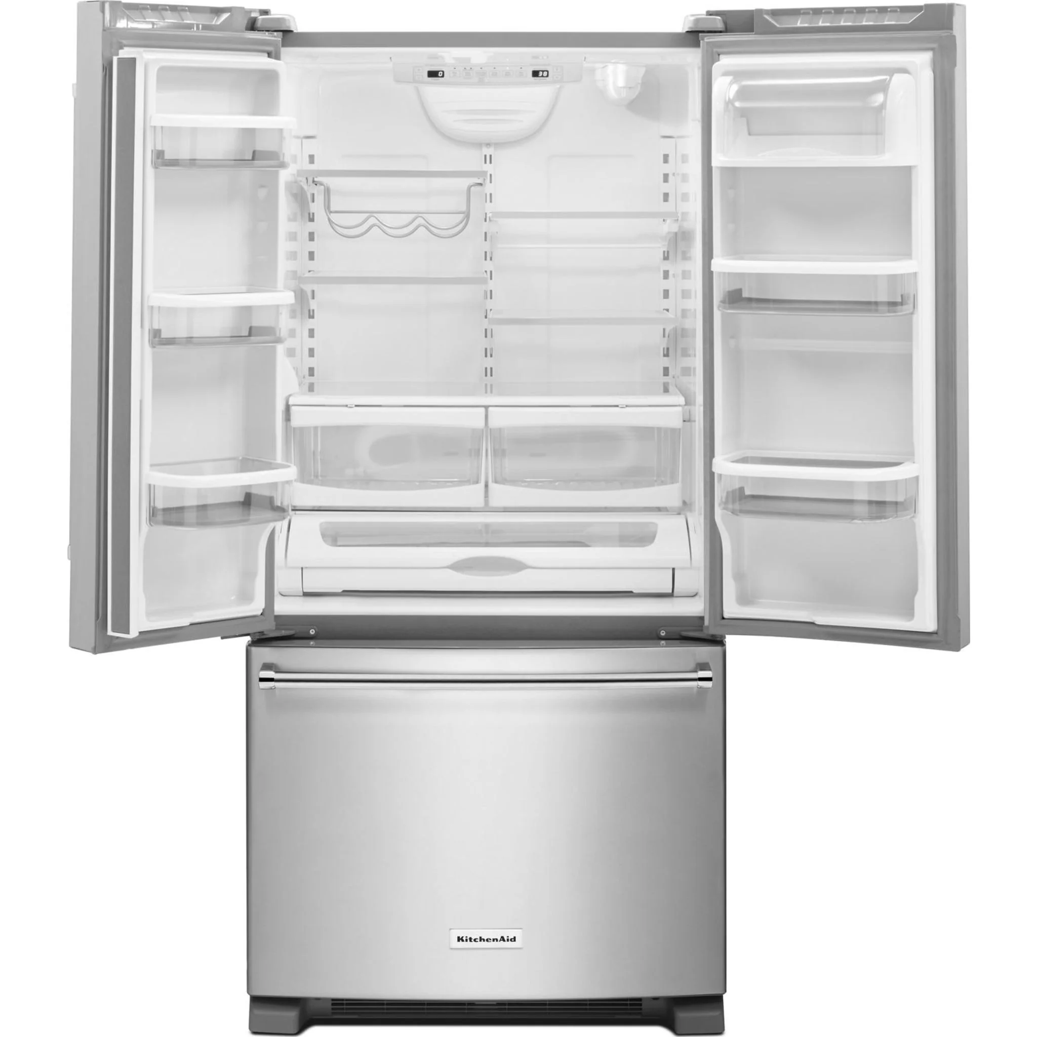 KitchenAid 22 cu. Ft. 33-Inch Width Standard Depth French Door Refrigerator with Interior Dispense -Stainless Steel (KRFF302ESS) - Image 16