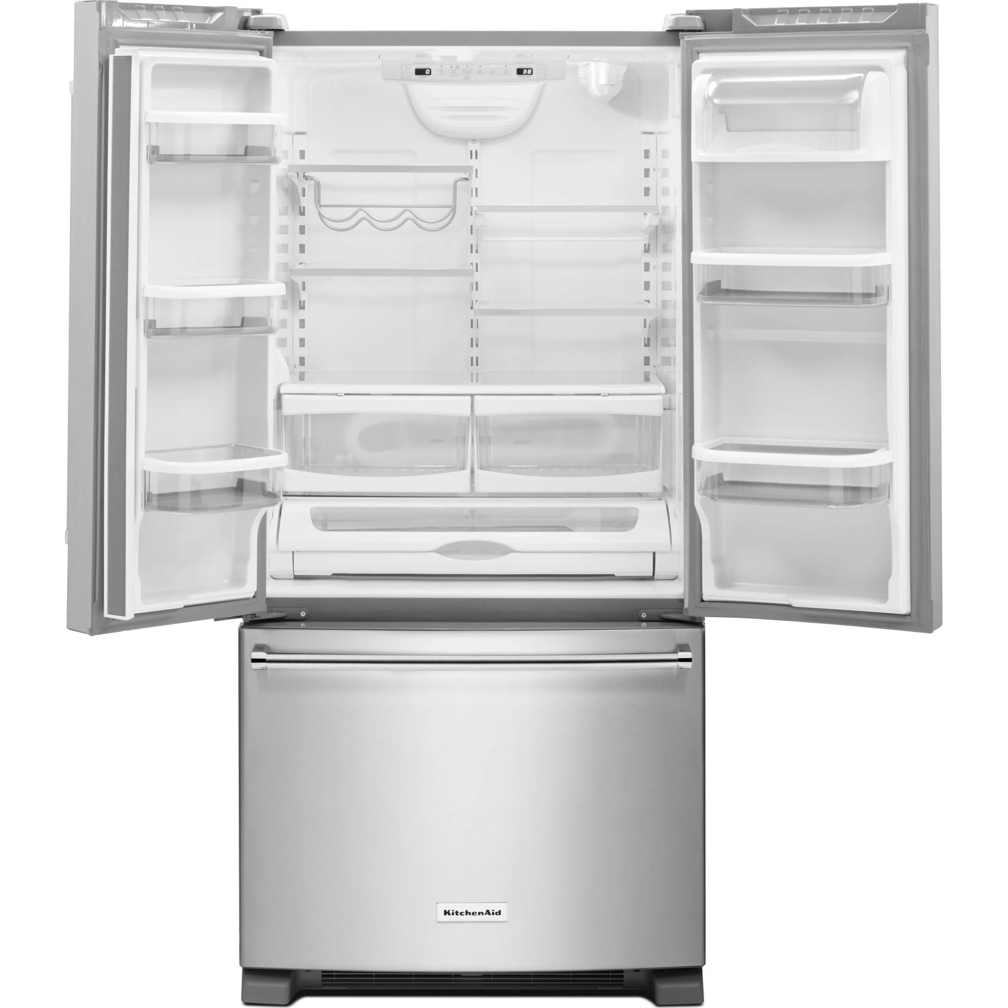 KitchenAid 22 cu. Ft. 33-Inch Width Standard Depth French Door Refrigerator with Interior Dispense -Stainless Steel (KRFF302ESS) - Image 2