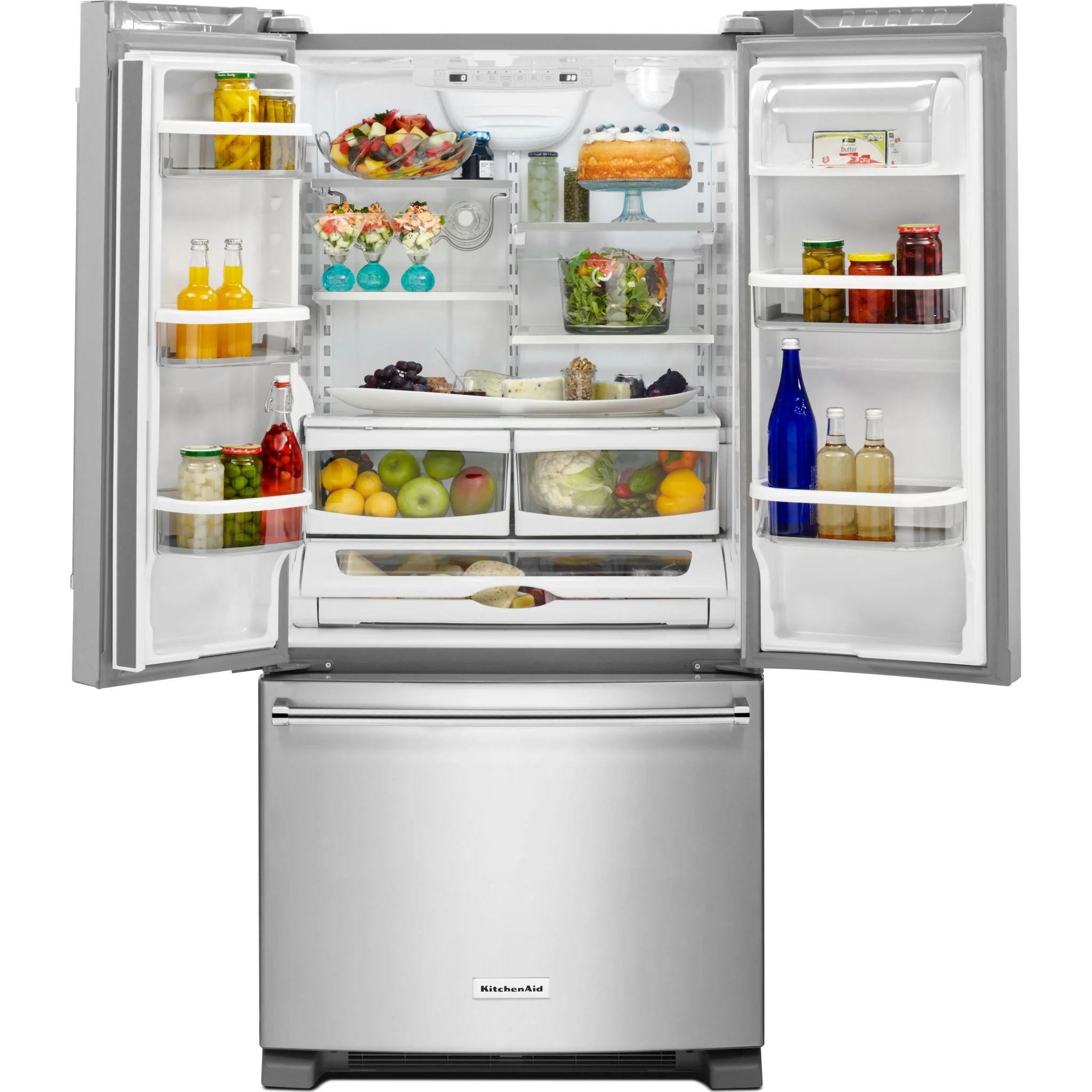 KitchenAid 22 cu. Ft. 33-Inch Width Standard Depth French Door Refrigerator with Interior Dispense -Stainless Steel (KRFF302ESS) - Image 5