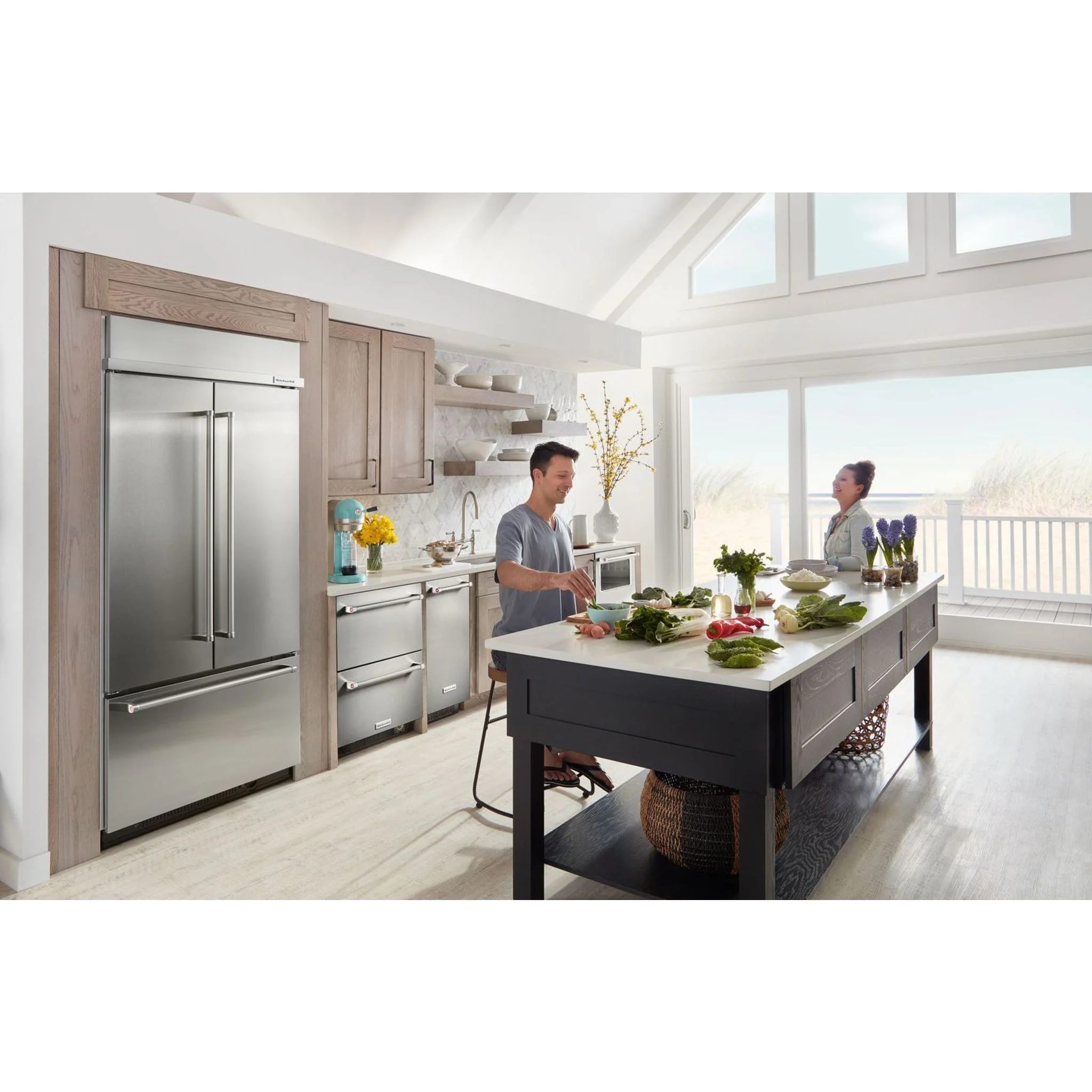 KitchenAid 20.8 cu.ft. 36" Width Built In Stainless Steel French Door Refrigerator with Platinum Interior Design - Stainless Steel (KBFN506ESS) - Image 22