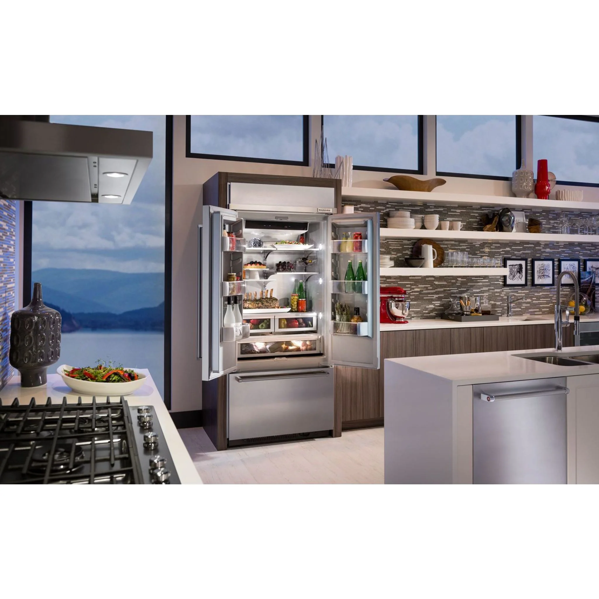 KitchenAid 20.8 cu.ft. 36" Width Built In Stainless Steel French Door Refrigerator with Platinum Interior Design - Stainless Steel (KBFN506ESS) - Image 36