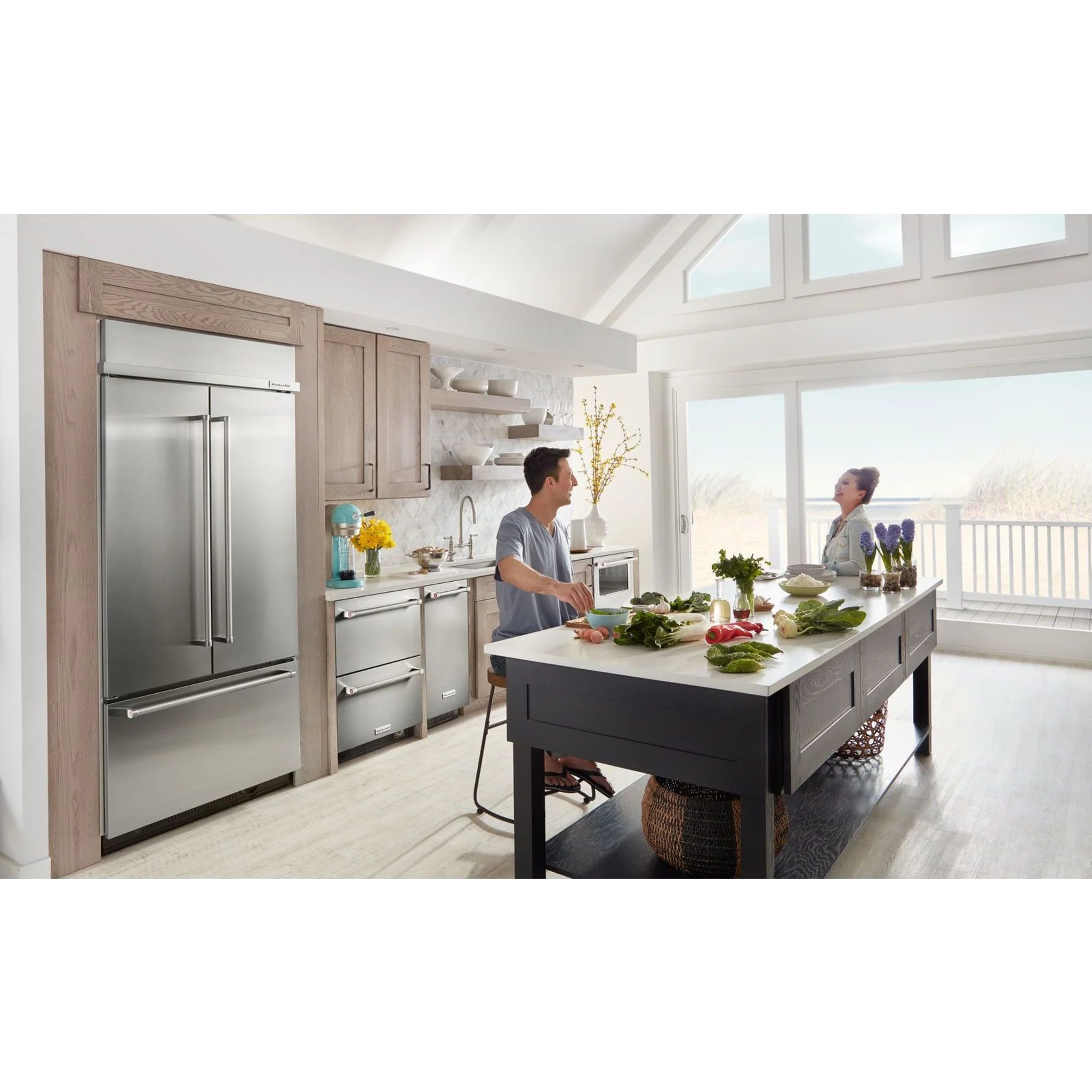 KitchenAid 20.8 cu.ft. 36" Width Built In Stainless Steel French Door Refrigerator with Platinum Interior Design - Stainless Steel (KBFN506ESS) - Image 6