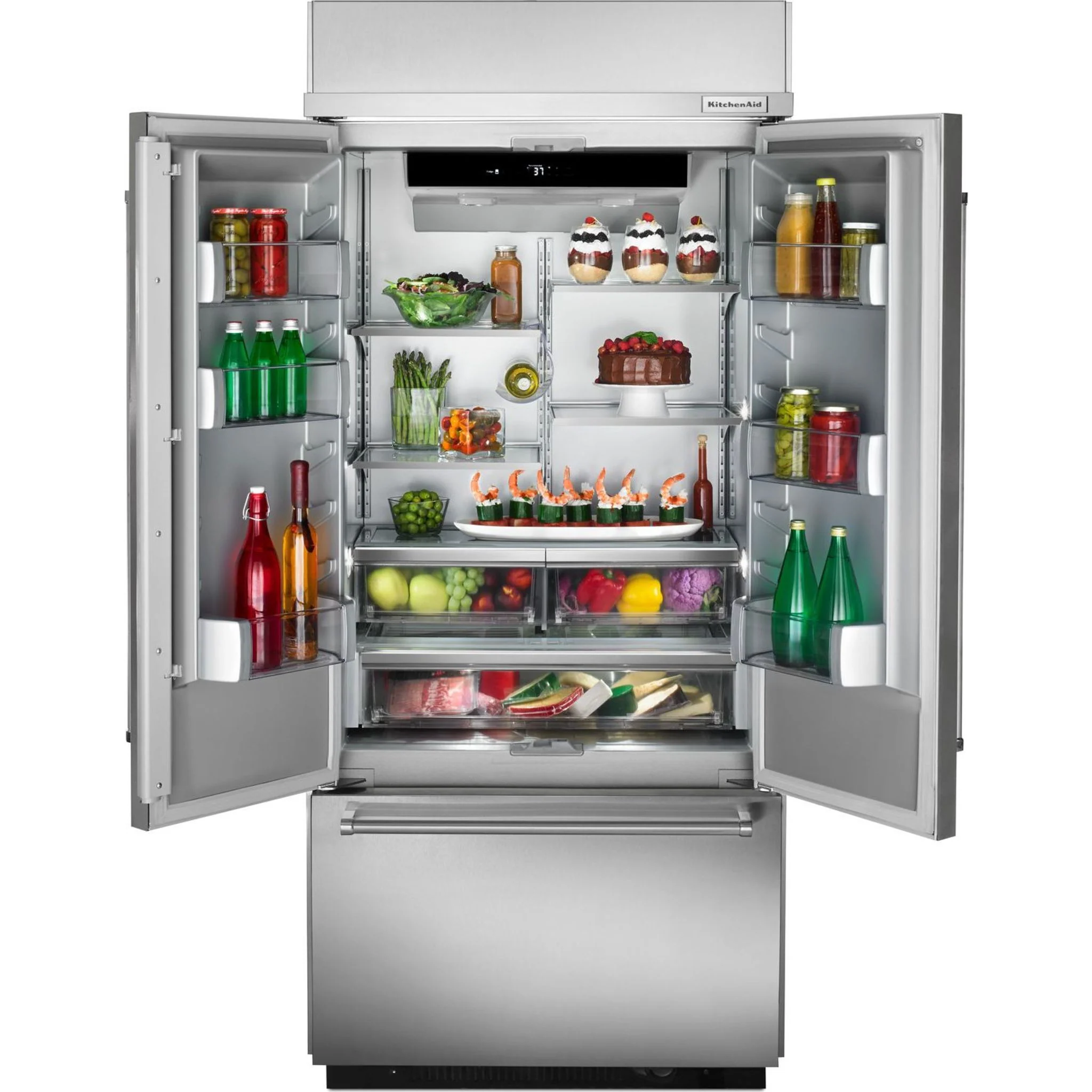 KitchenAid 20.8 cu.ft. 36" Width Built In Stainless Steel French Door Refrigerator with Platinum Interior Design - Stainless Steel (KBFN506ESS) - Image 9