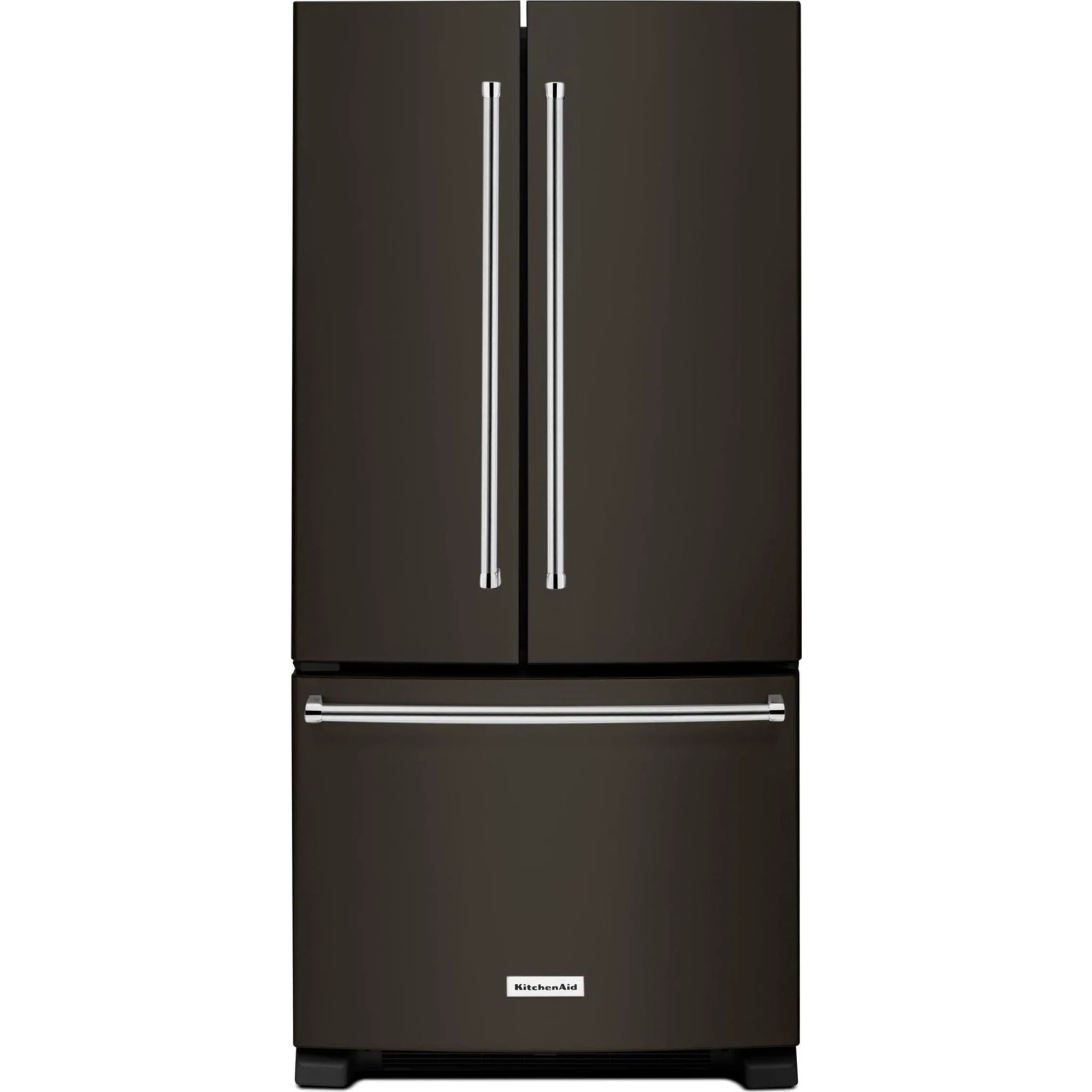 KitchenAid 22 cu. Ft. 33-Inch Width Standard Depth French Door Refrigerator with Interior Dispense and PrintShieldFinish -Black Stainless (KRFF302EBS) - Image 2