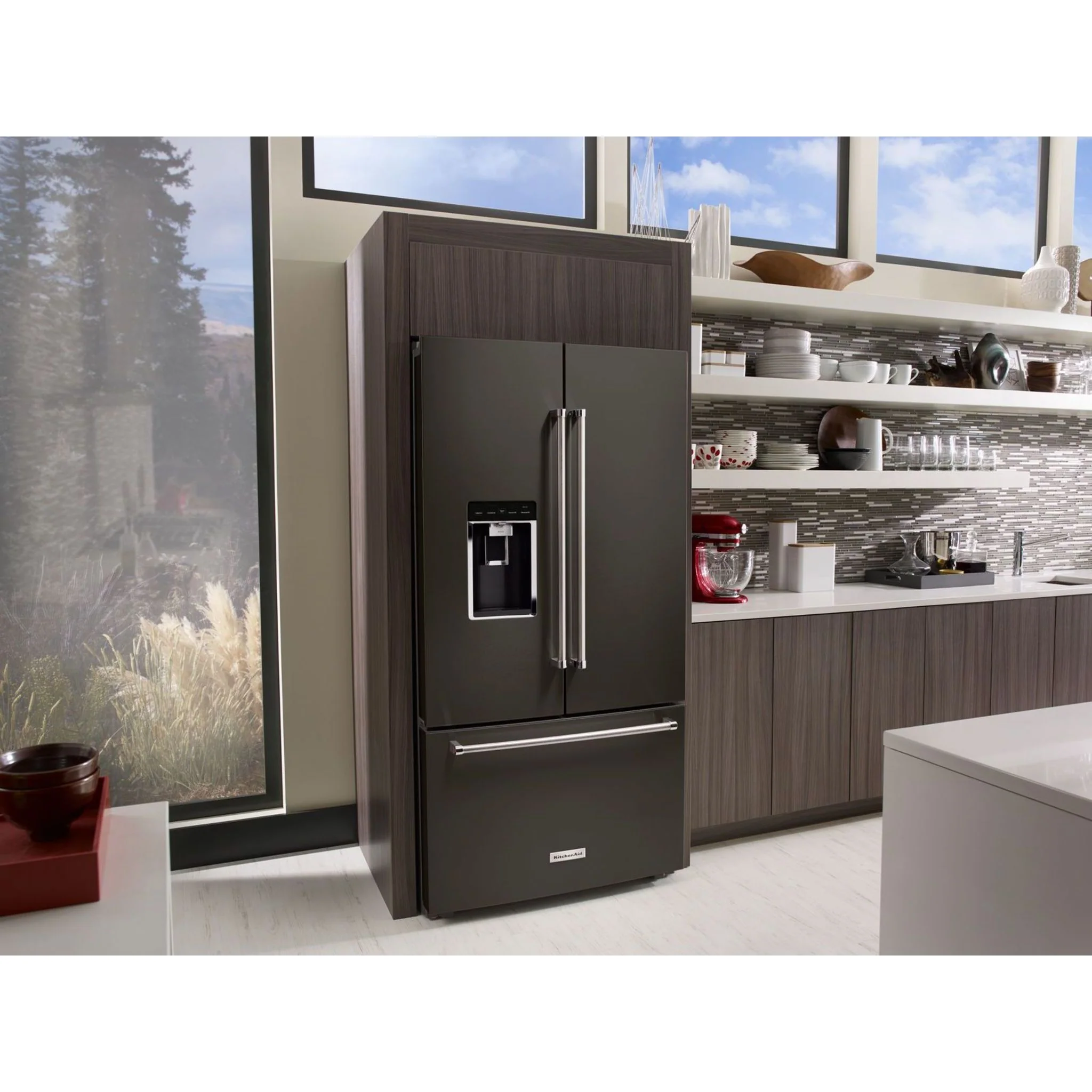 KitchenAid 23.8 cu. ft. 36" Counter-Depth French Door Platinum Interior Refrigerator with PrintShieldFinish -Black Stainless (KRFC704FBS) - Image 18