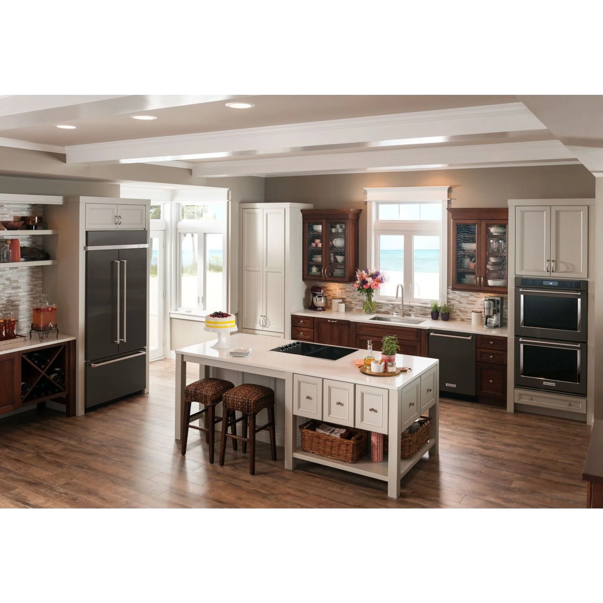 KitchenAid 20.8 cu.ft. 36" Width Built In Stainless Steel French Door Refrigerator with Platinum Interior Design - Black-on-Stainless (KBFN506EBS) - Image 10