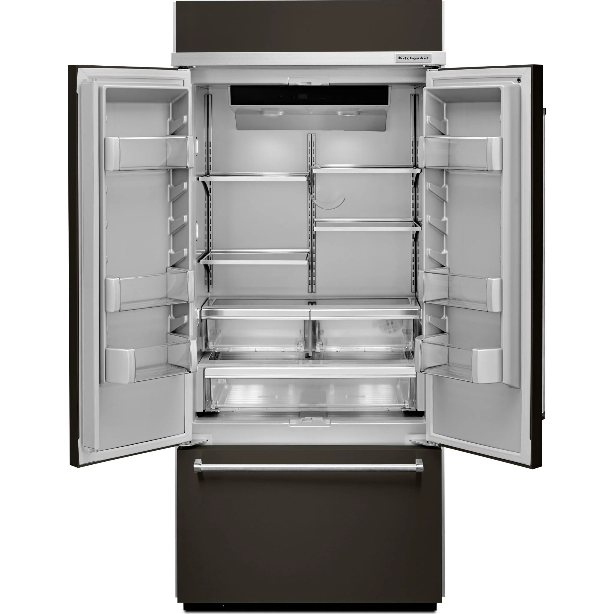 KitchenAid 20.8 cu.ft. 36" Width Built In Stainless Steel French Door Refrigerator with Platinum Interior Design - Black-on-Stainless (KBFN506EBS) - Image 2