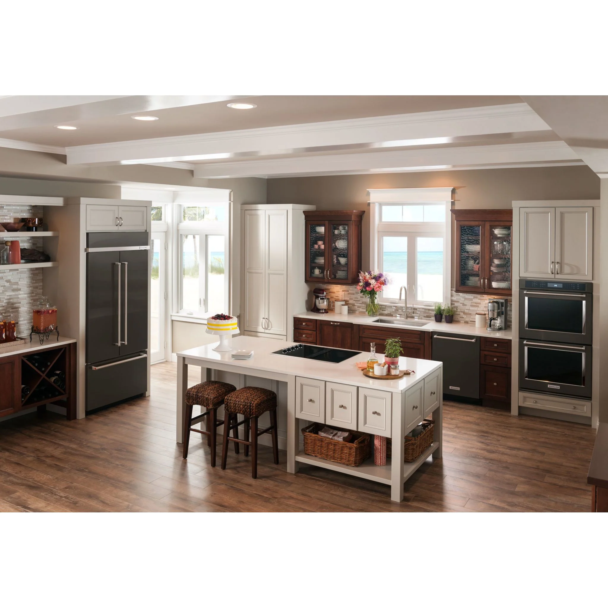 KitchenAid 20.8 cu.ft. 36" Width Built In Stainless Steel French Door Refrigerator with Platinum Interior Design - Black-on-Stainless (KBFN506EBS) - Image 4