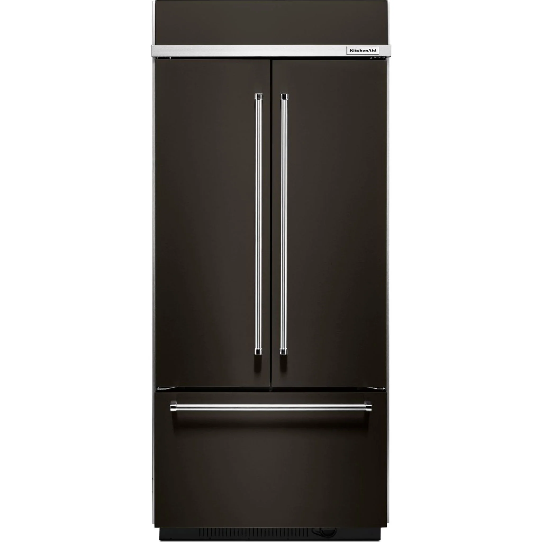KitchenAid 20.8 cu.ft. 36" Width Built In Stainless Steel French Door Refrigerator with Platinum Interior Design - Black-on-Stainless (KBFN506EBS) - Image 6