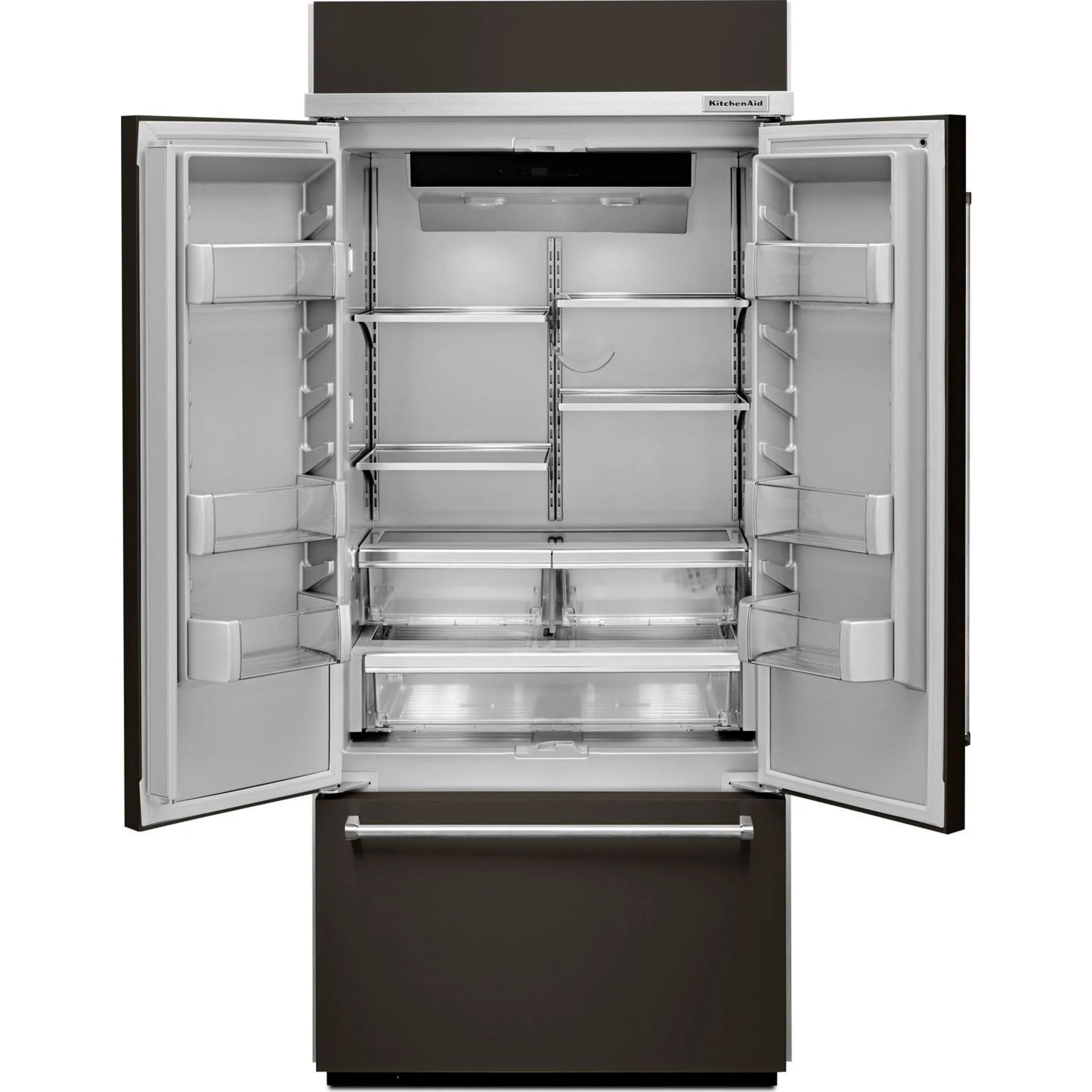 KitchenAid 20.8 cu.ft. 36" Width Built In Stainless Steel French Door Refrigerator with Platinum Interior Design - Black-on-Stainless (KBFN506EBS) - Image 8