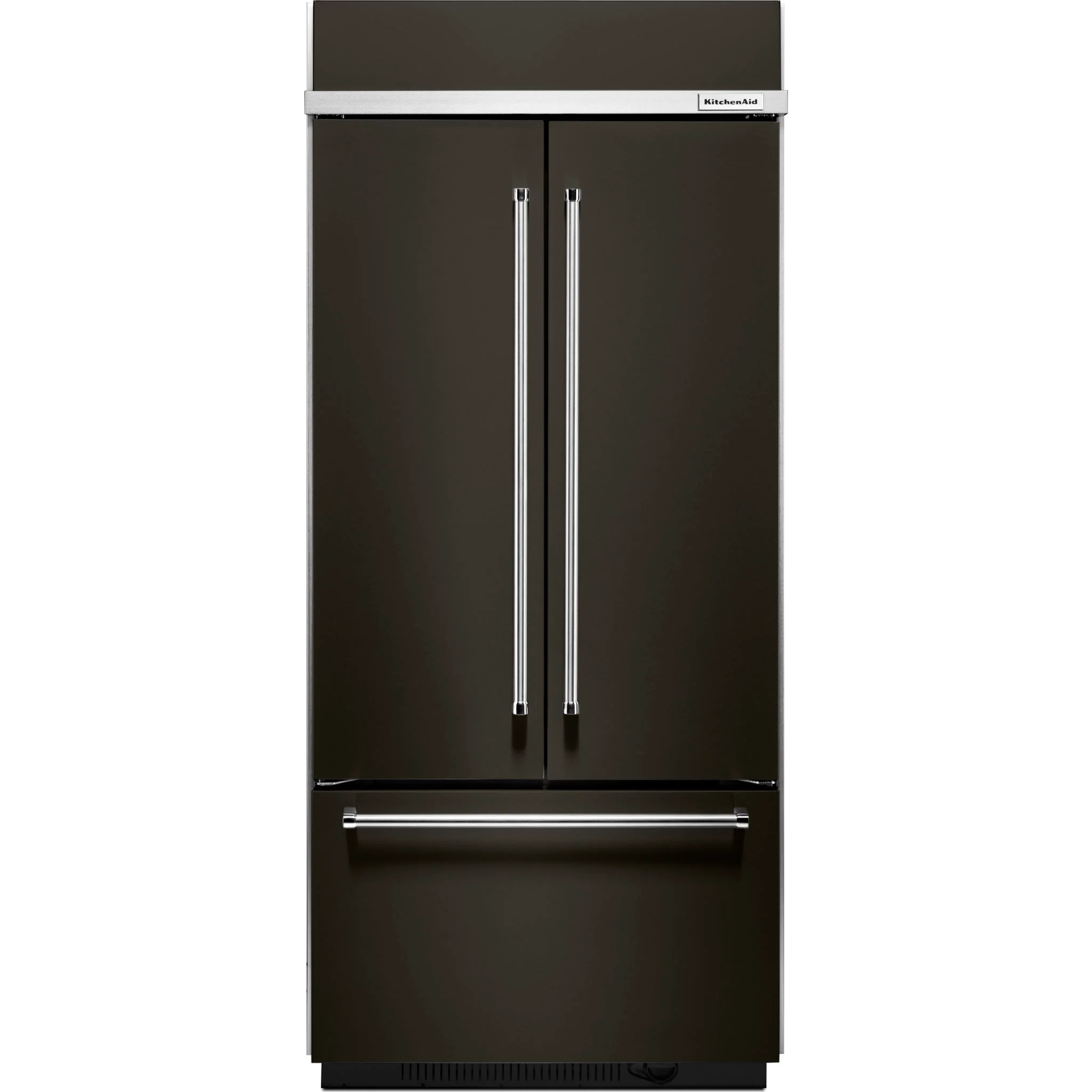 KitchenAid 20.8 cu.ft. 36" Width Built In Stainless Steel French Door Refrigerator with Platinum Interior Design - Black-on-Stainless (KBFN506EBS) - Image 9