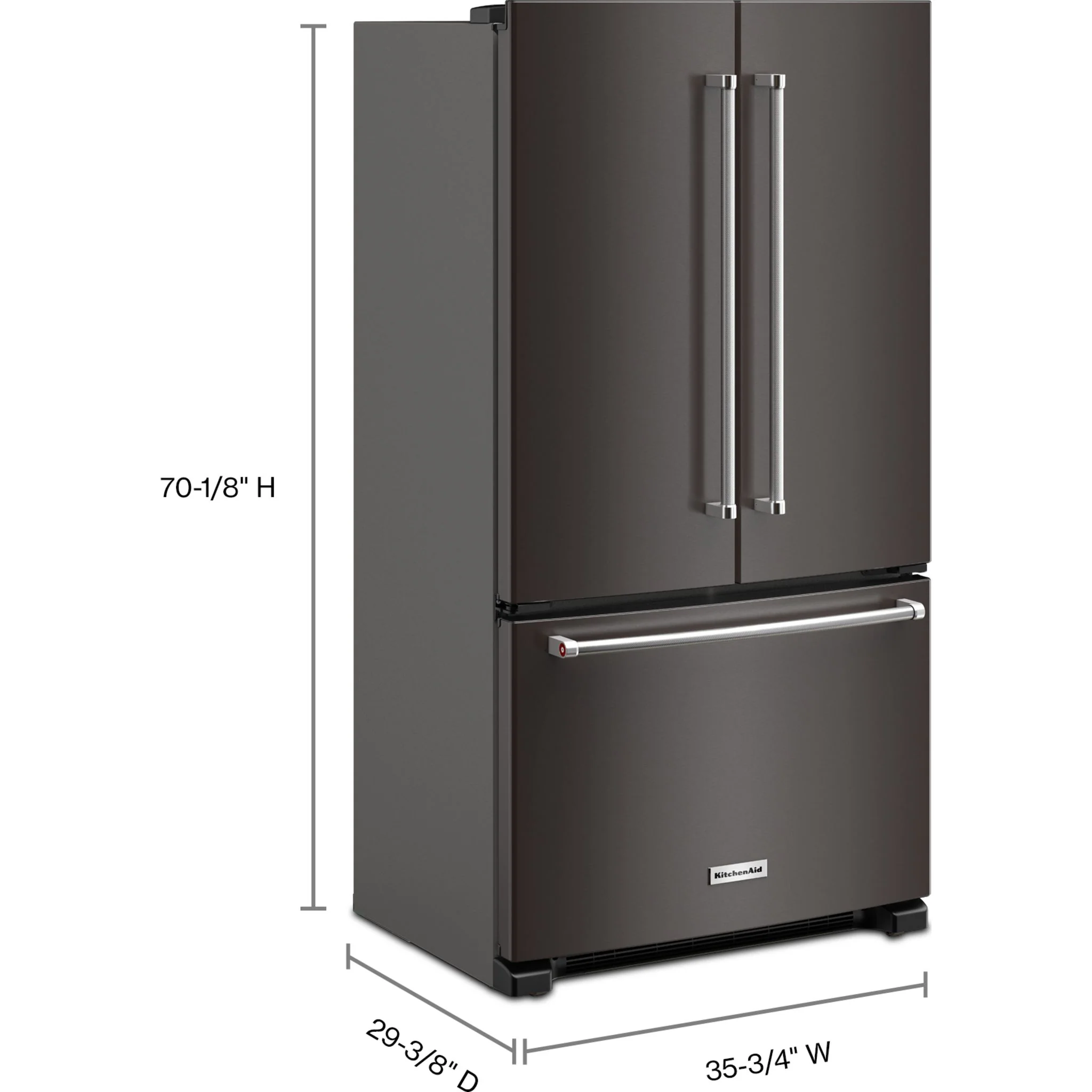 KitchenAid 20 cu. ft. 36-Inch Width Counter-Depth French Door Refrigerator with Interior Dispense -Black Stainless (KRFC136RBS) - Image 2
