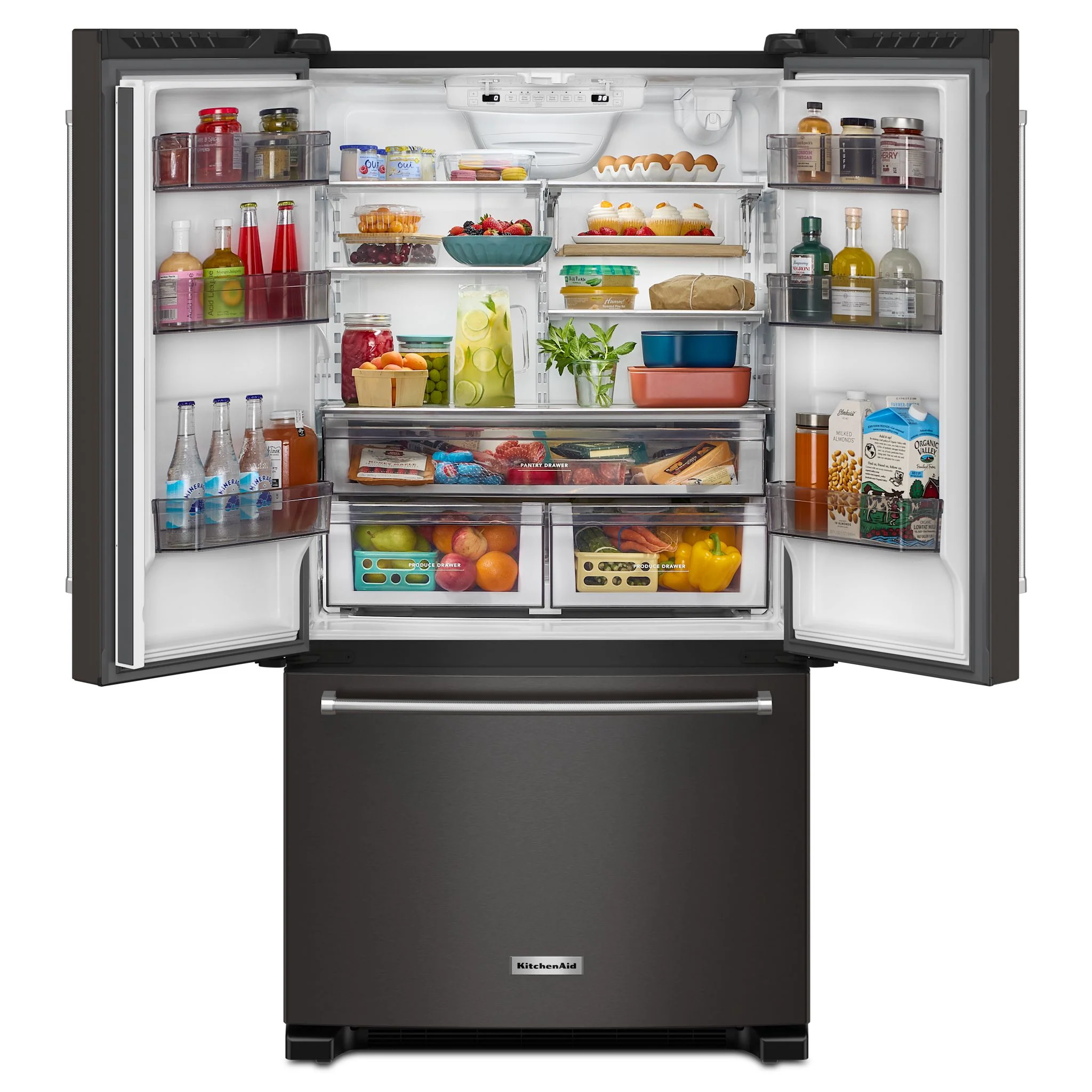 KitchenAid 20 cu. ft. 36-Inch Width Counter-Depth French Door Refrigerator with Interior Dispense -Black Stainless (KRFC136RBS) - Image 5