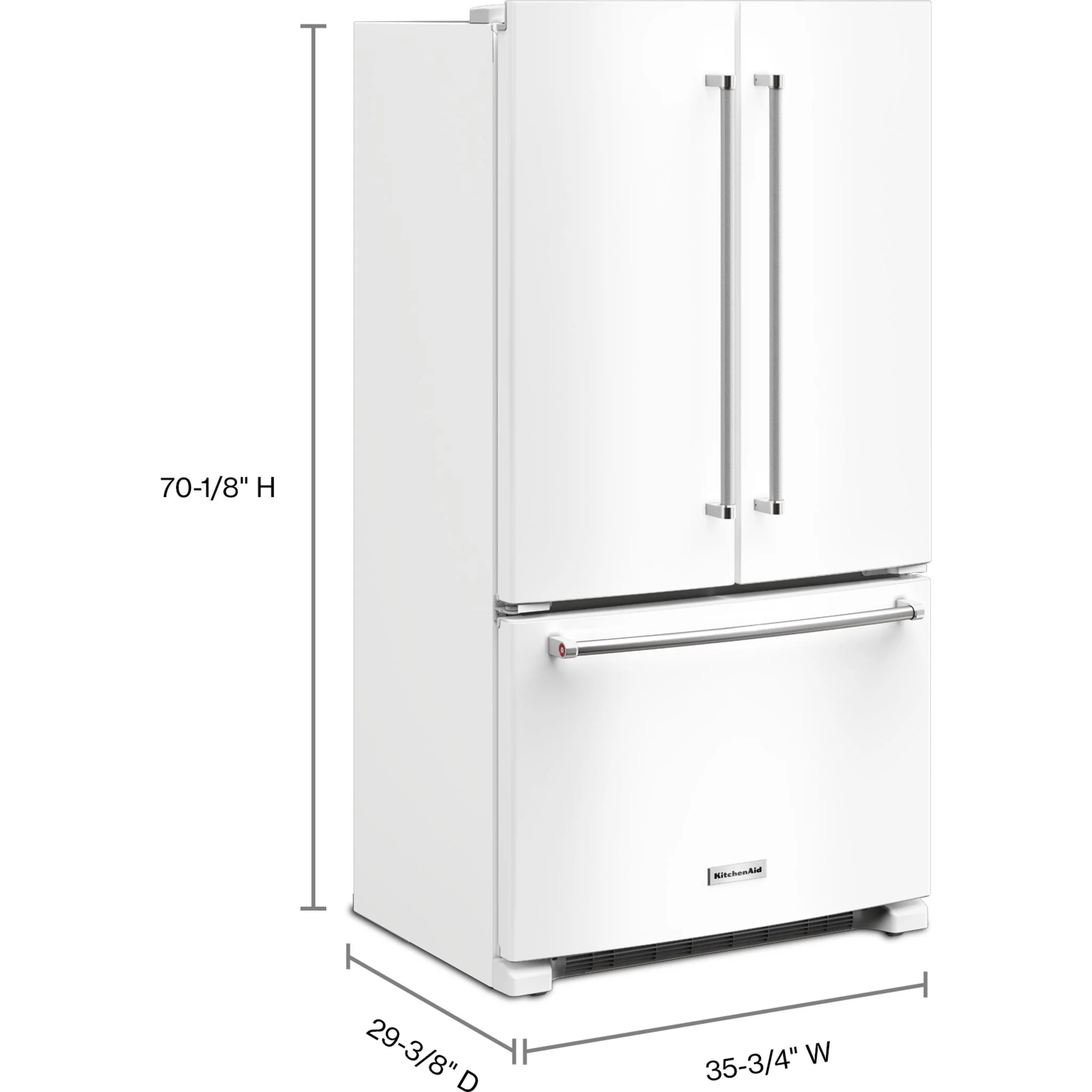 KitchenAid 20 cu. ft. 36-Inch Width Counter-Depth French Door Refrigerator with Interior Dispense -White (KRFC136RWH) - Image 2