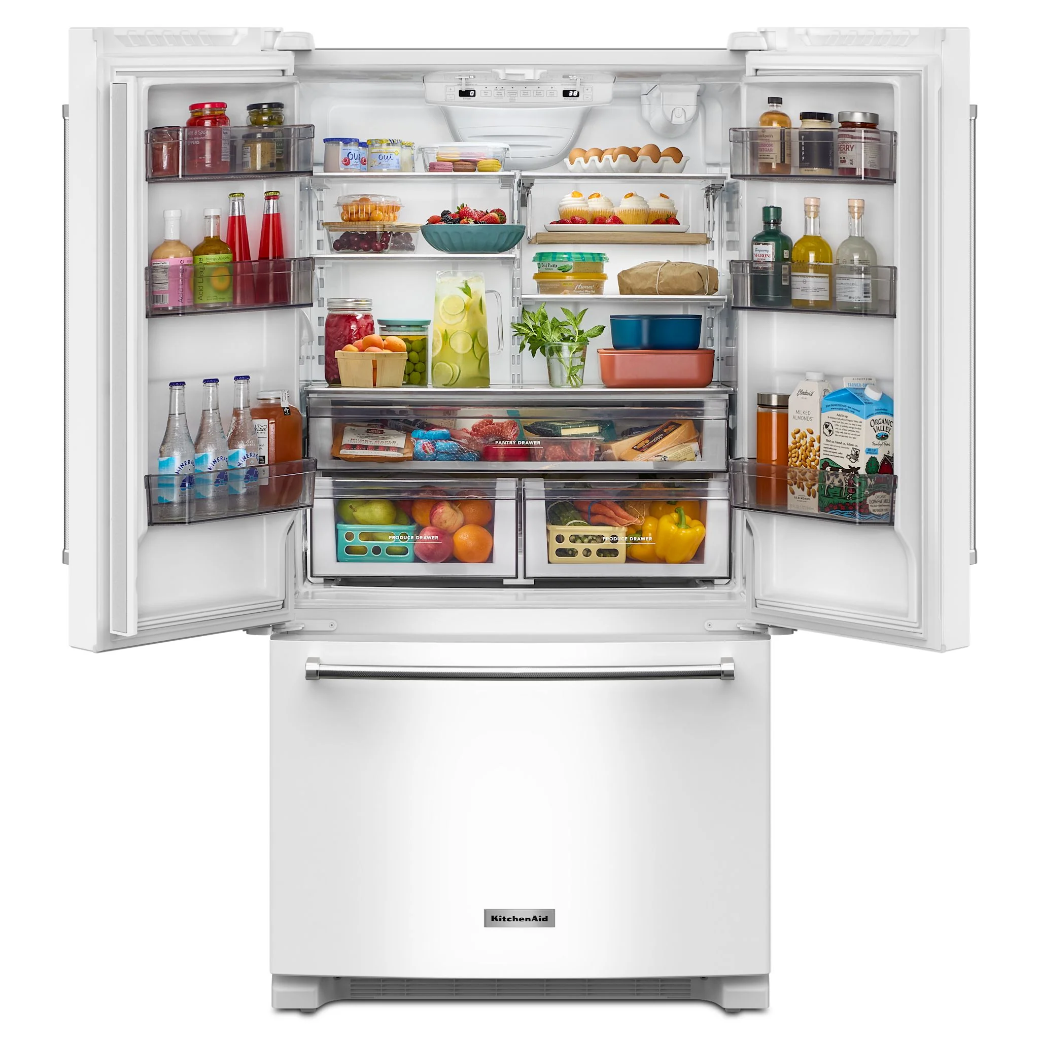 KitchenAid 20 cu. ft. 36-Inch Width Counter-Depth French Door Refrigerator with Interior Dispense -White (KRFC136RWH) - Image 4