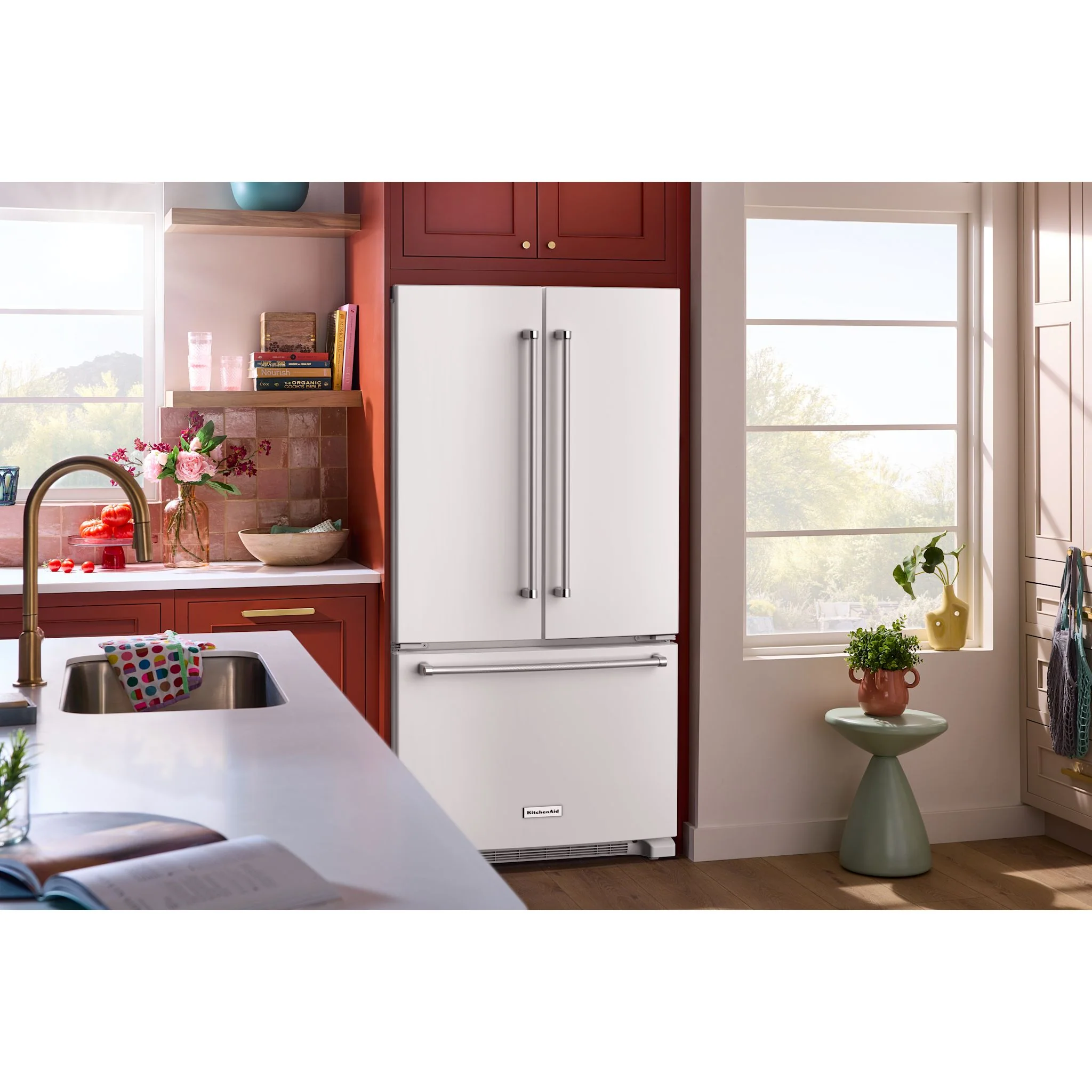 KitchenAid 20 cu. ft. 36-Inch Width Counter-Depth French Door Refrigerator with Interior Dispense -White (KRFC136RWH) - Image 5