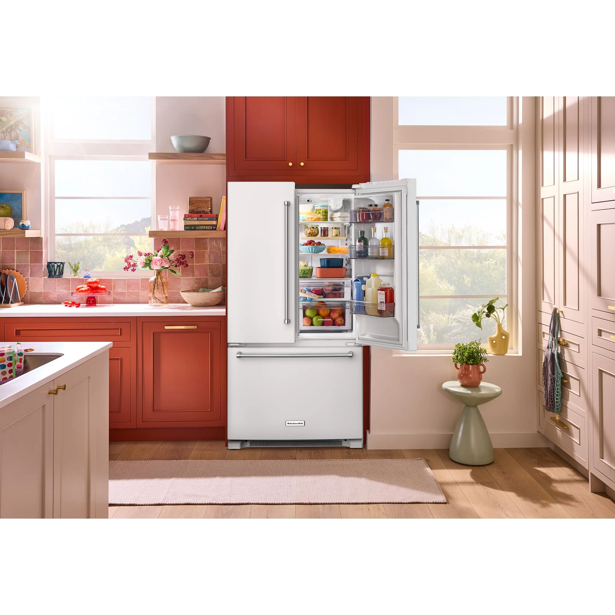 KitchenAid 20 cu. ft. 36-Inch Width Counter-Depth French Door Refrigerator with Interior Dispense -White (KRFC136RWH) - Image 6