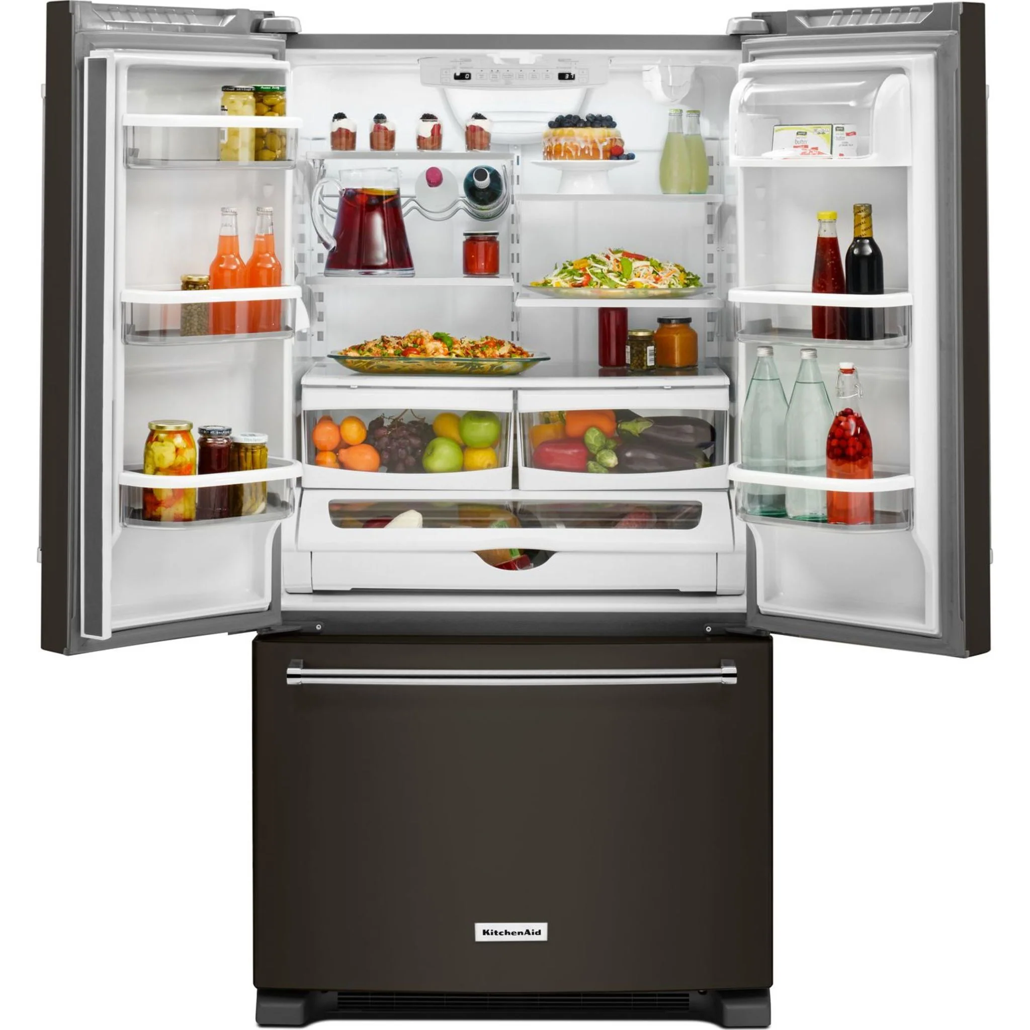 KitchenAid  20 cu. ft. 36" Width Counter-Depth French Door Refrigerator with Interior Dispense and PrintShield Finish (KRFC300EBS) - Image 12