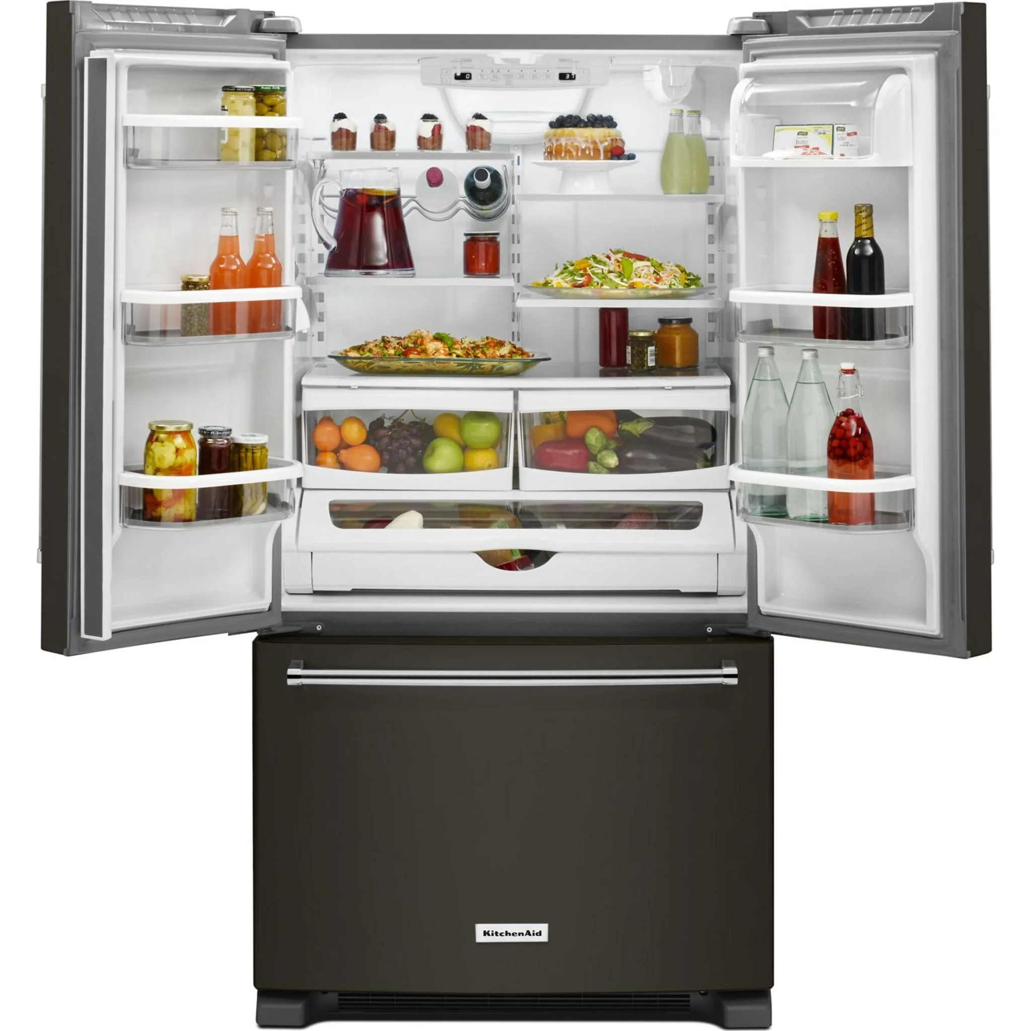 KitchenAid  20 cu. ft. 36" Width Counter-Depth French Door Refrigerator with Interior Dispense and PrintShield Finish (KRFC300EBS) - Image 18