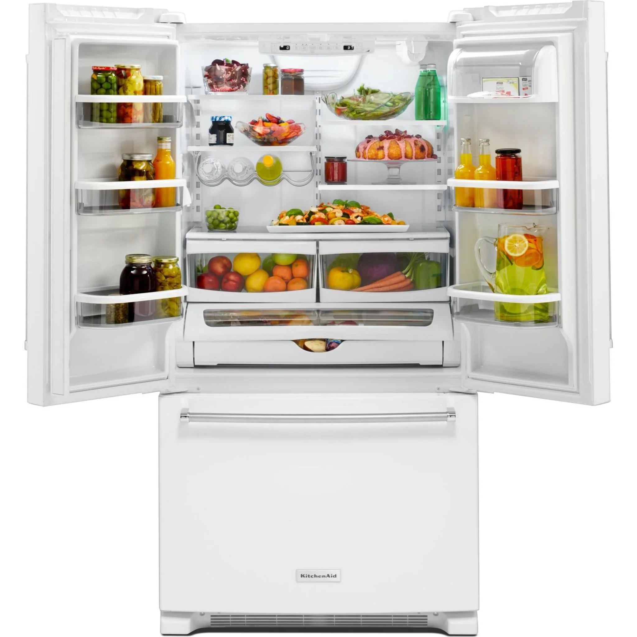 KitchenAid  20 cu. ft. 36" Width Counter-Depth French Door Refrigerator with Interior Dispense (KRFC300EWH) - Image 7