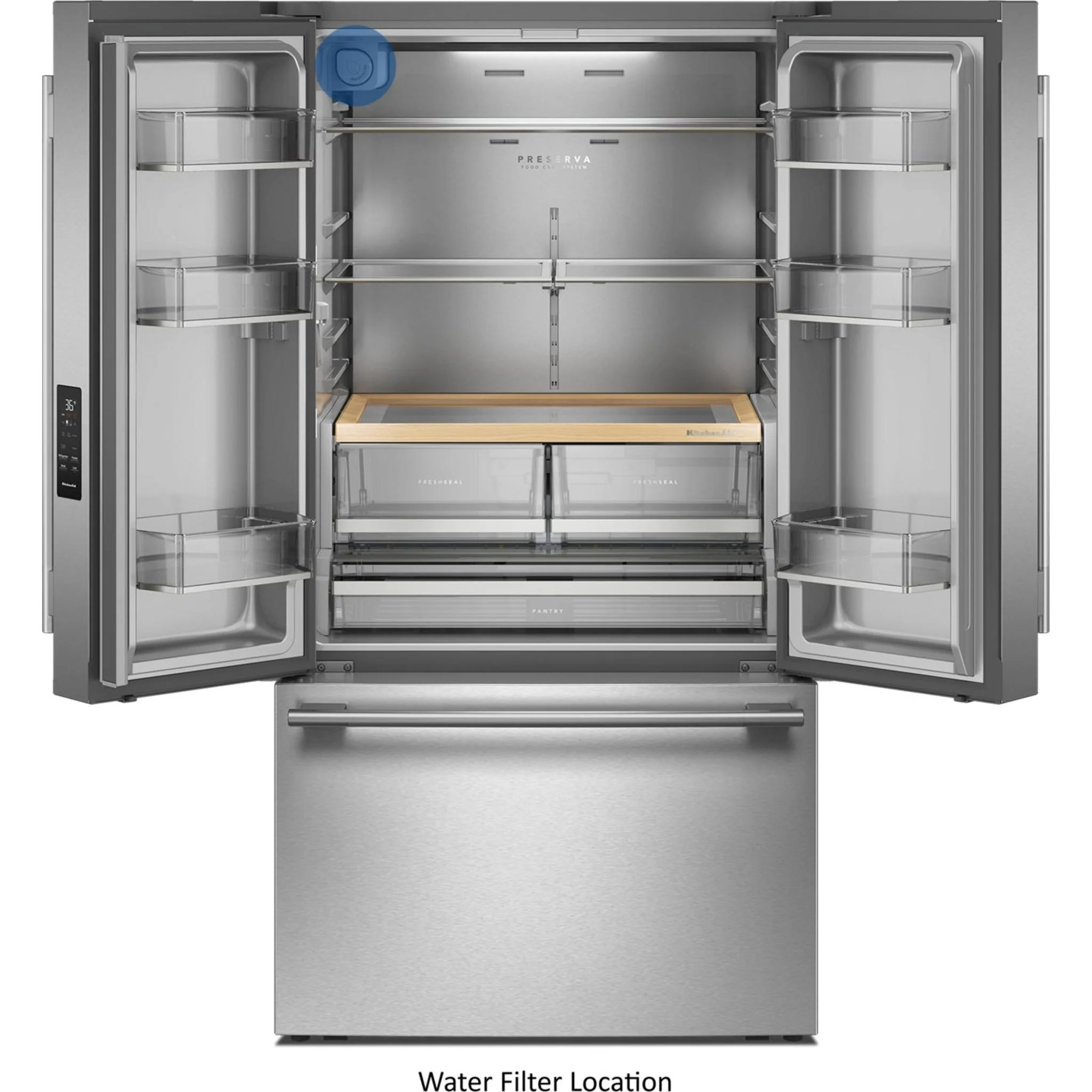 KitchenAid 31 cu. ft. French Door Refrigerator with Interior Water and Ice -PrintShield Stainless (KRFF336SPS) - Image 14