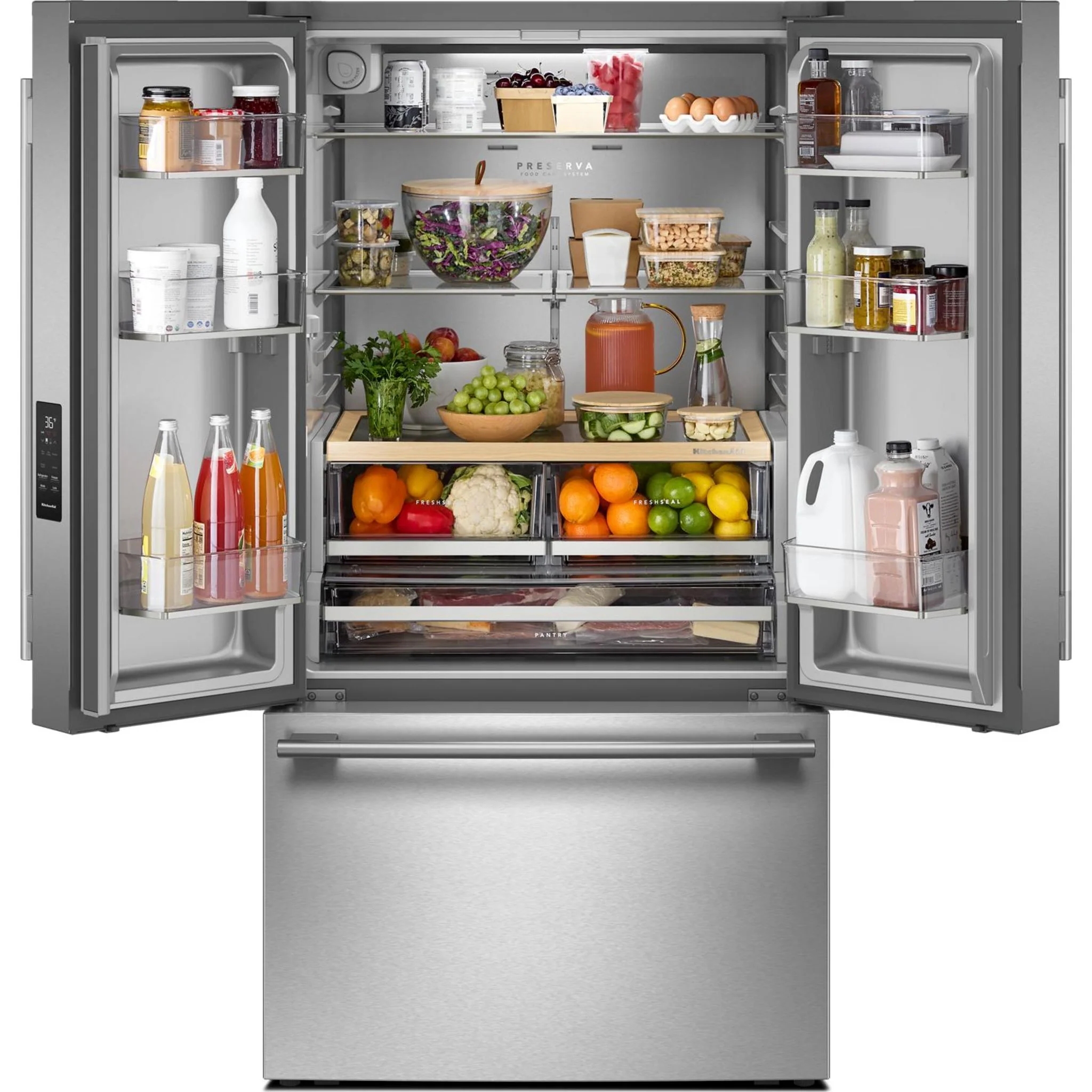 KitchenAid 31 cu. ft. French Door Refrigerator with Interior Water and Ice -PrintShield Stainless (KRFF336SPS) - Image 2