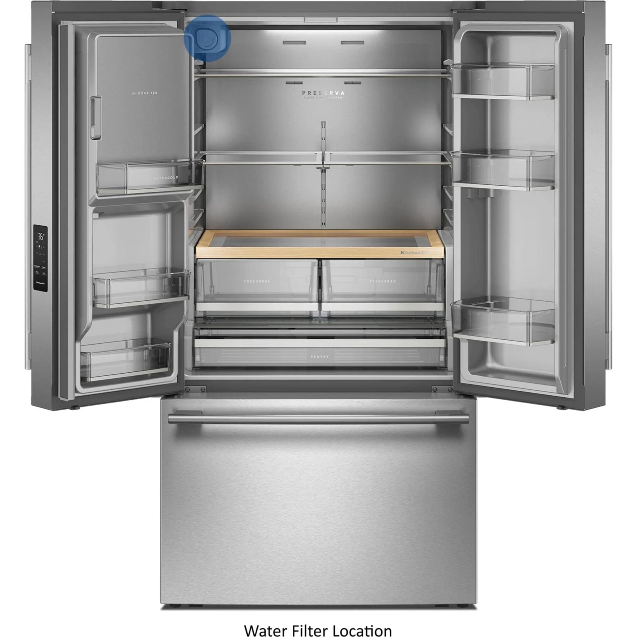 KitchenAid 30 cu. ft. French Door Refrigerator with Exterior Water and Ice -PrintShield Stainless (KRFF436SPS) - Image 12